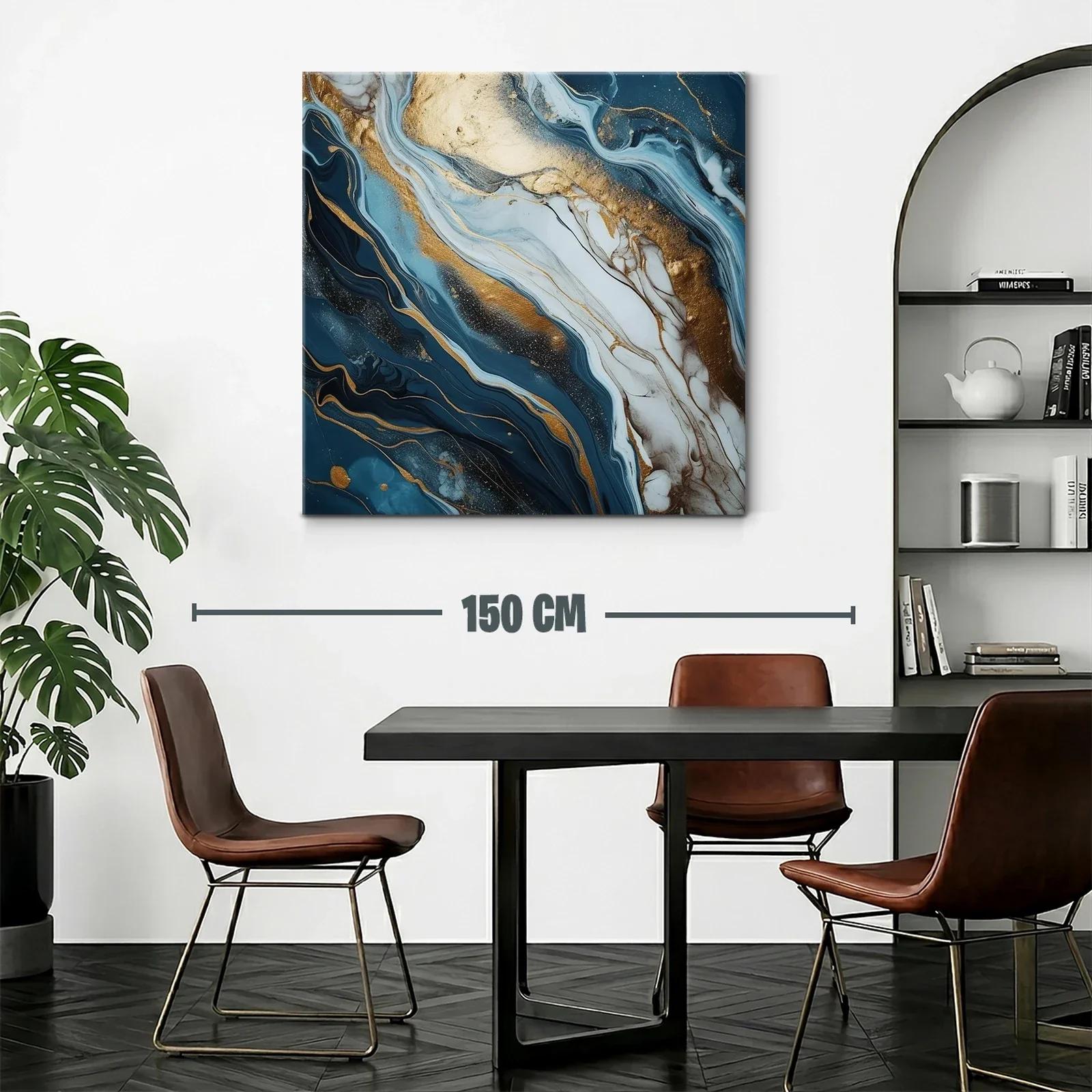 Abstracto moderno con vetas doradas y tonos azul profundo — miniatura 2