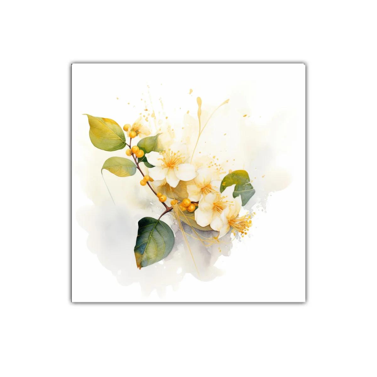 Cuadro Floral con Tonos Suaves y Detalles Dorados — imagen principal