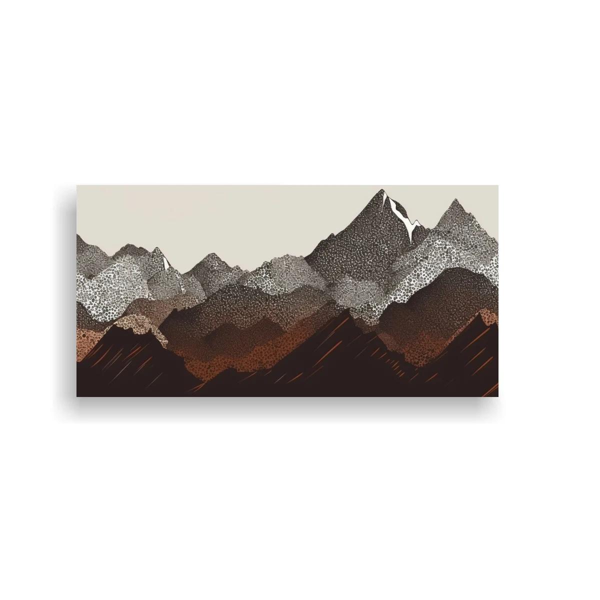 Cuadro cordillera de montañas con textura punteada