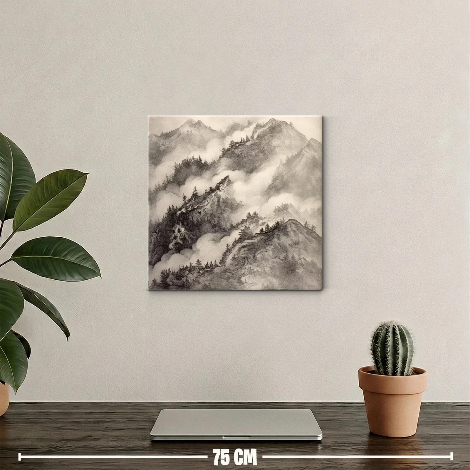 Montañas entre niebla estilo tradicional asiático — miniatura 2