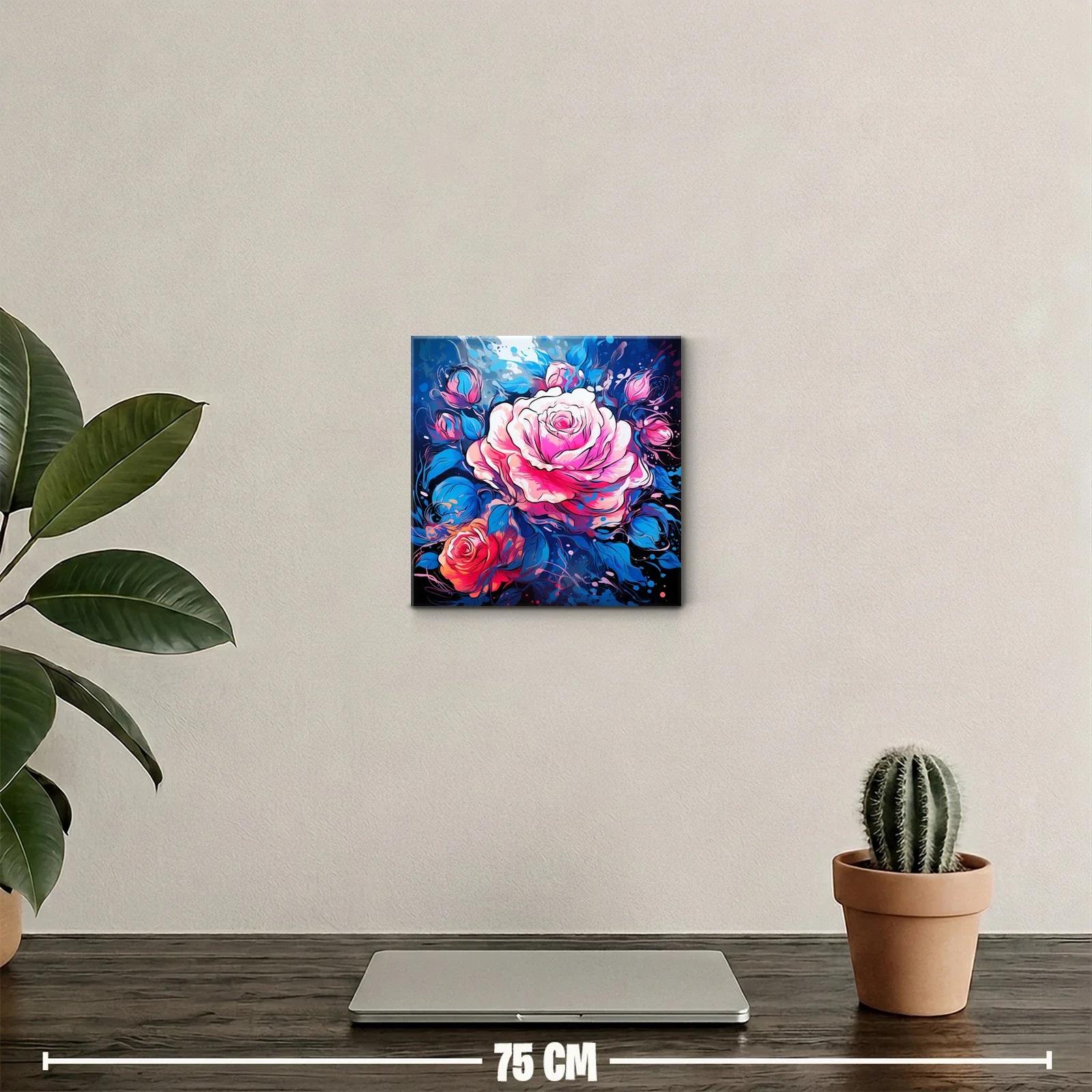 Rosas vibrantes con contrastes de azul intenso y rosa — miniatura 2