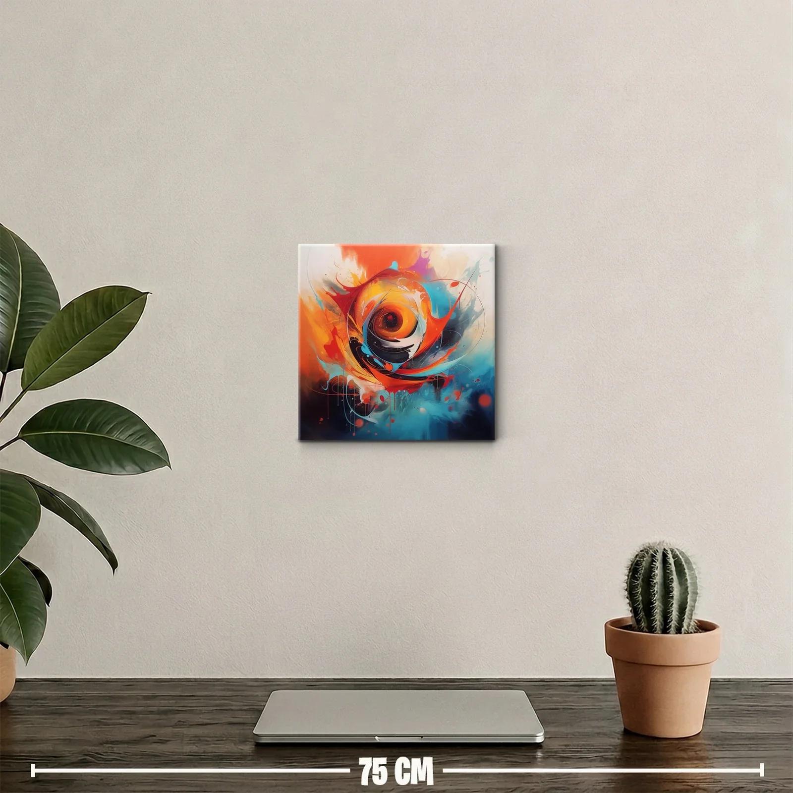 Cuadro abstracto vibrante con explosión de colores cálidos y fríos — miniatura 2