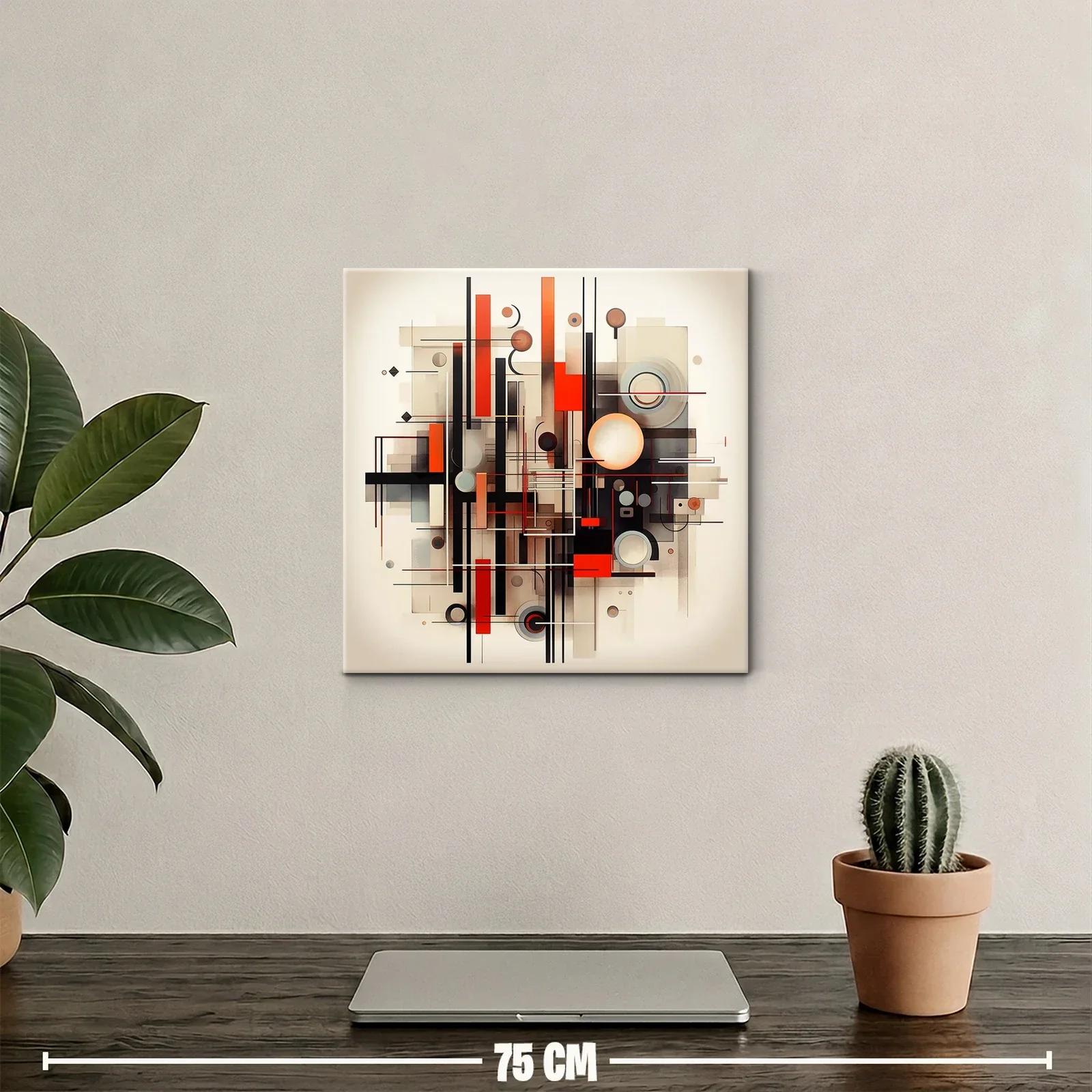 Composición geométrica con líneas y círculos en tonos cálidos — miniatura 2