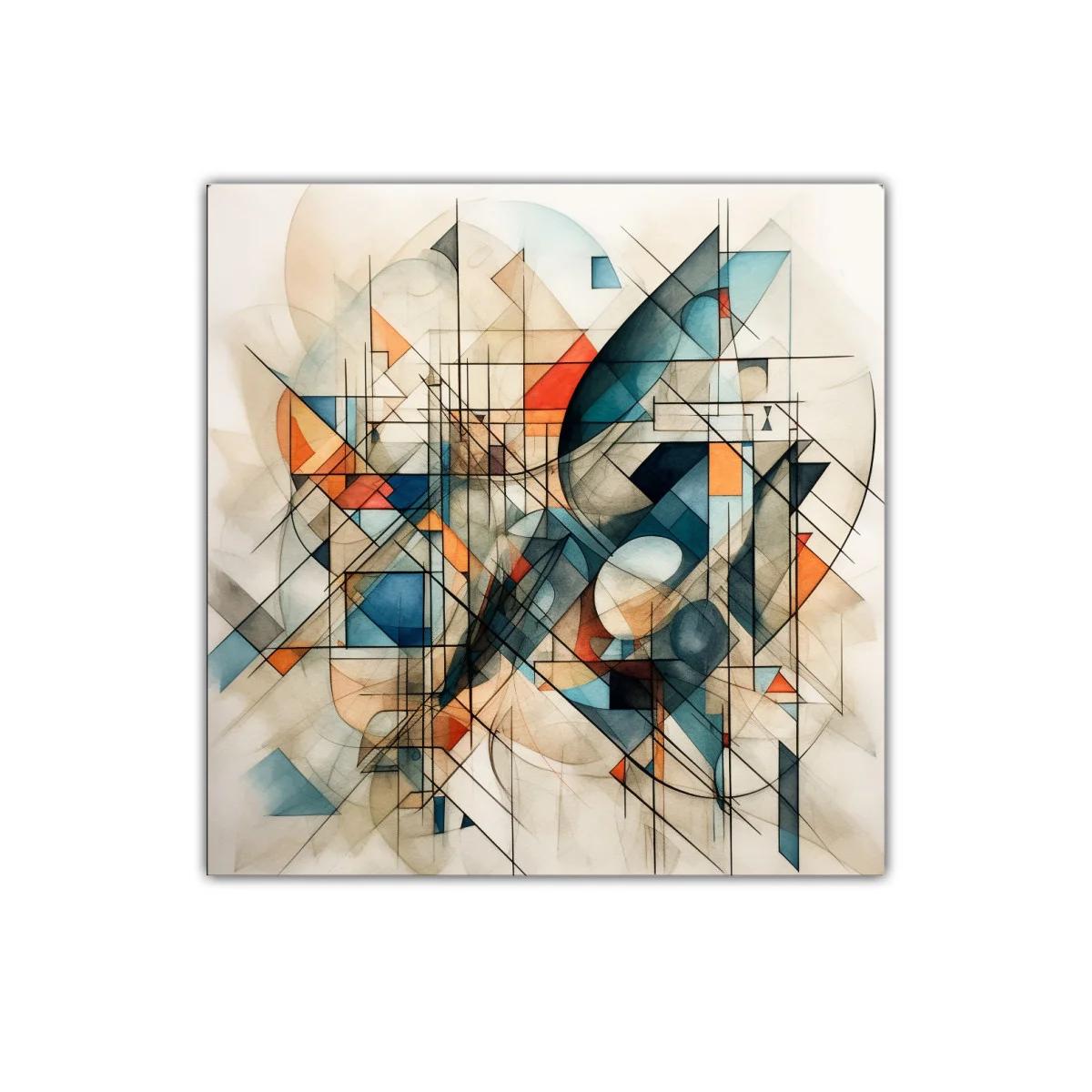 Composición moderna con formas geométricas en tonos cálidos y fríos — imagen principal