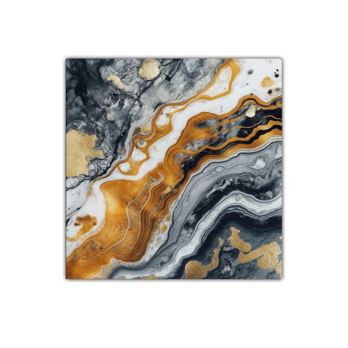 Cuadro decorativo con diseño abstracto en tonos dorados y grises — imagen principal