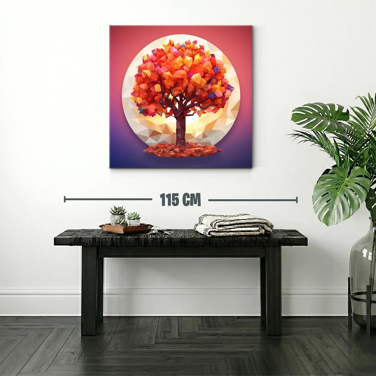 Árbol otoñal vibrante en entorno geométrico circular — miniatura 2