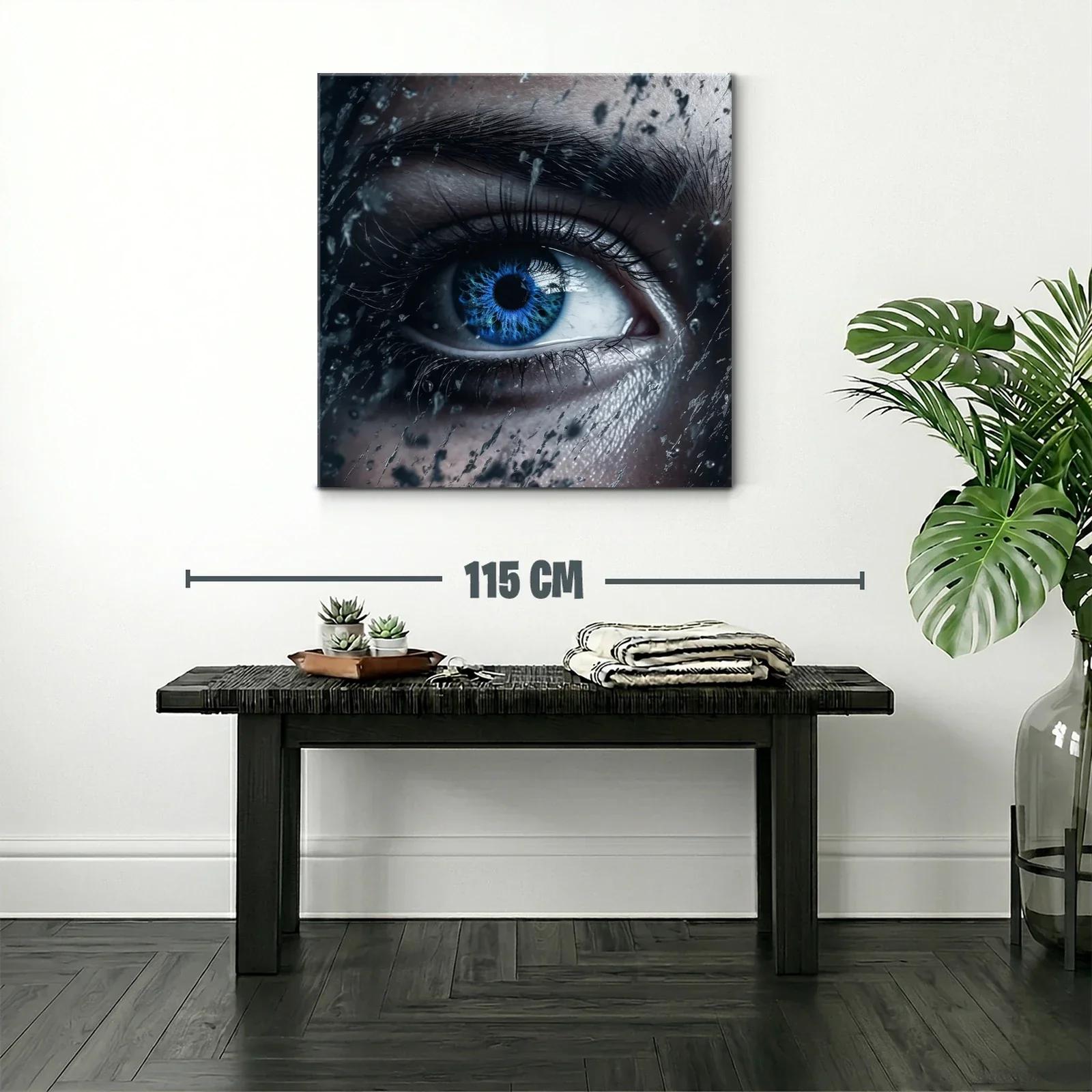 Impactante mirada azul con gotas en primer plano — miniatura 2
