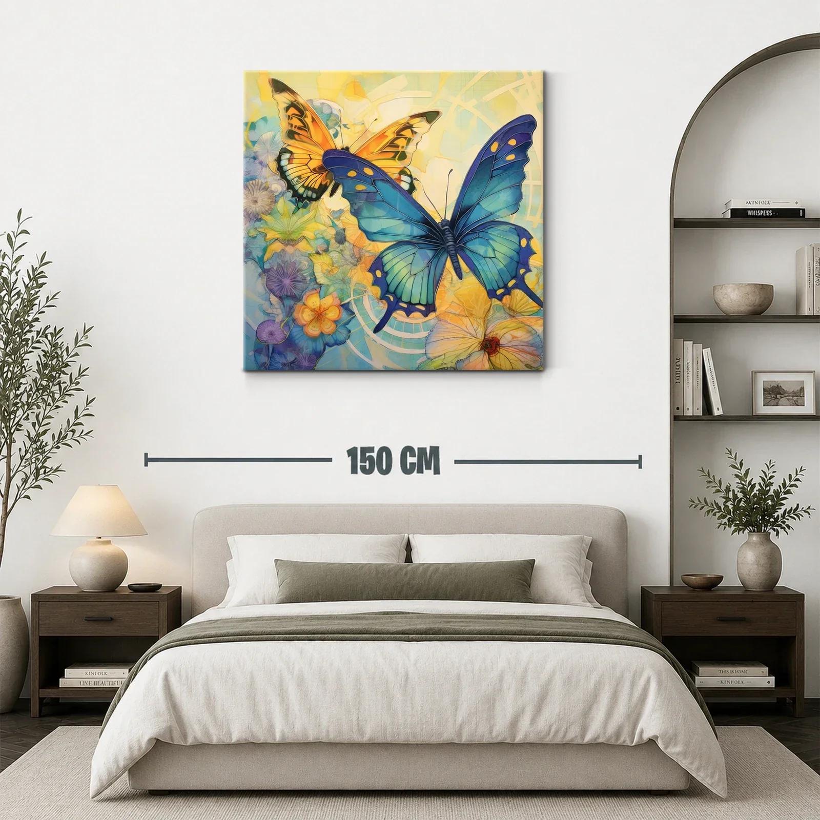 Mariposas vibrantes sobre fondo floral abstracto — miniatura 3