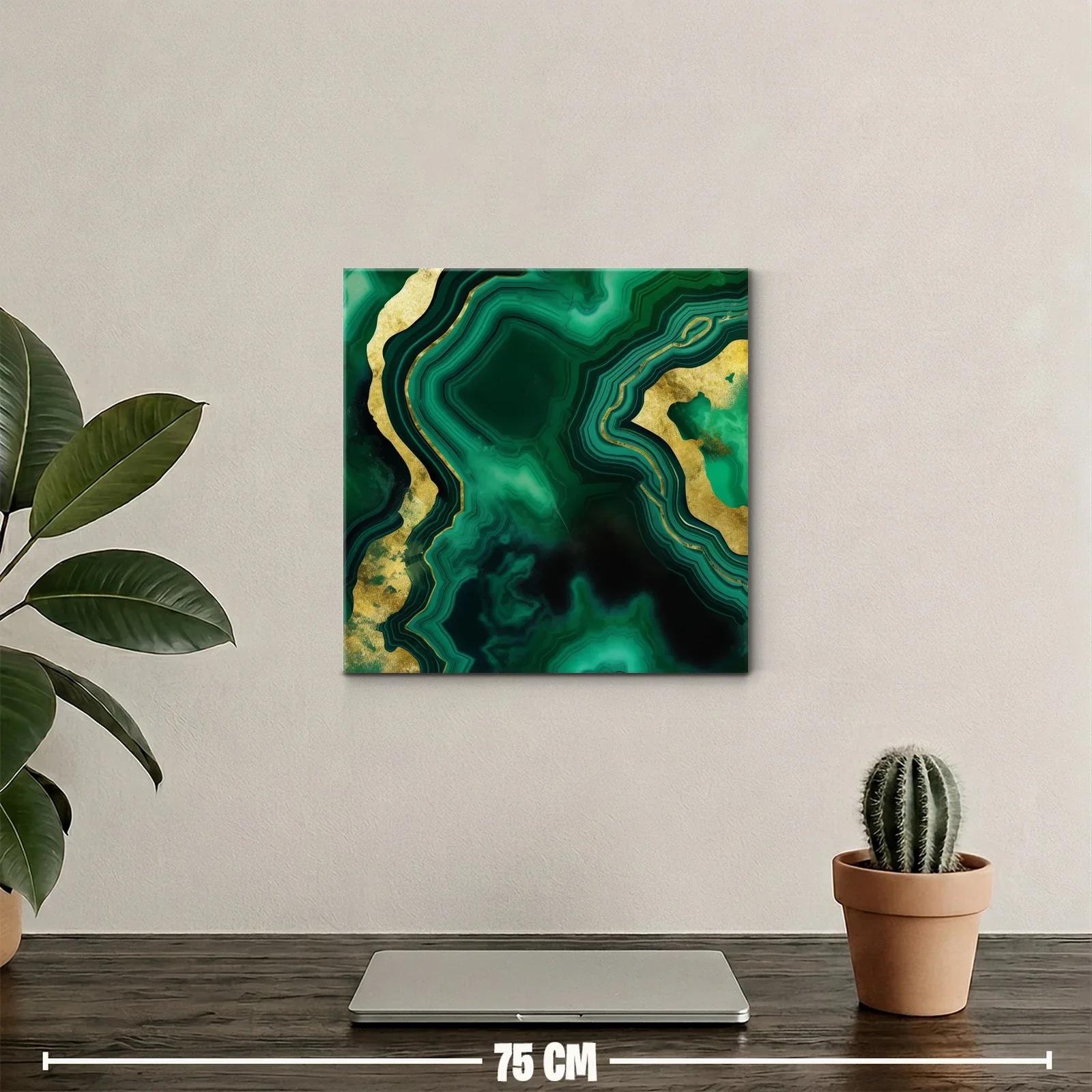 Arte Abstracto en Verde Esmeralda con Destellos Dorados — miniatura 2