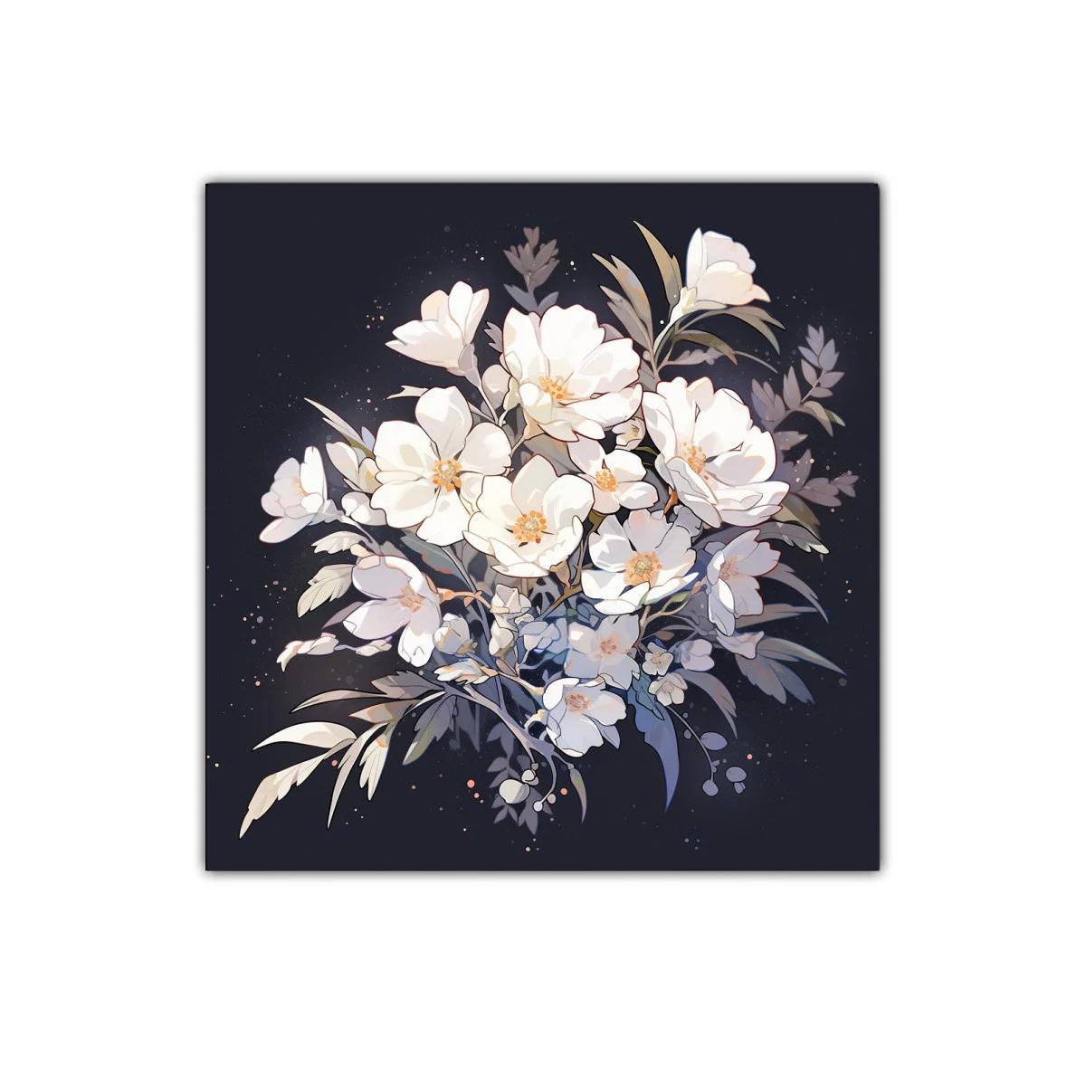 Ramo de flores blancas sobre fondo oscuro elegante