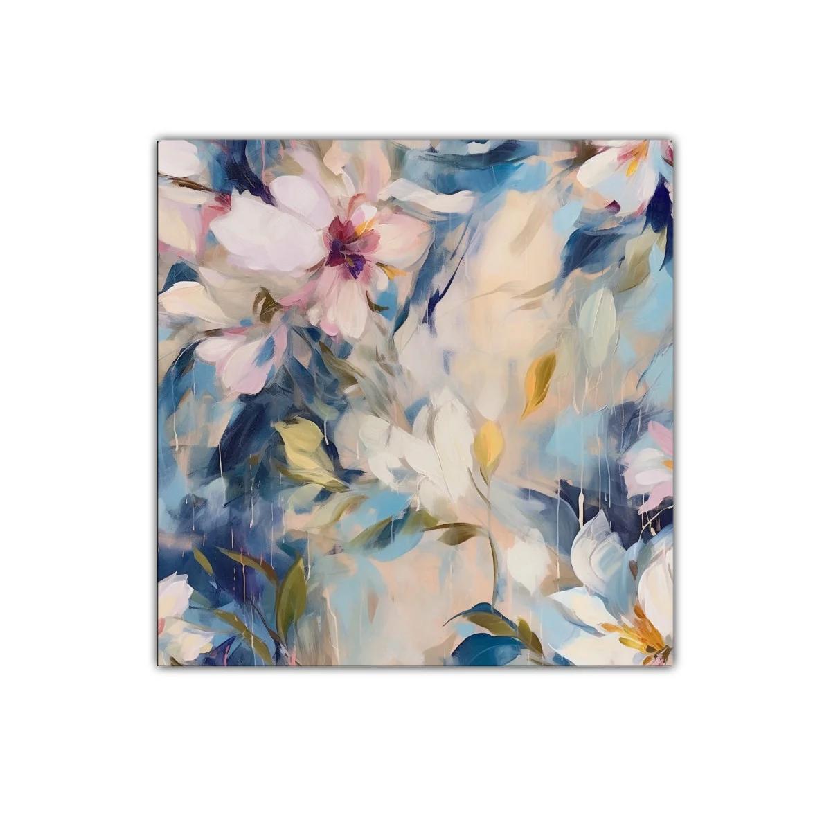 Cuadro decorativo con flores y tonos suaves y azulados — imagen principal