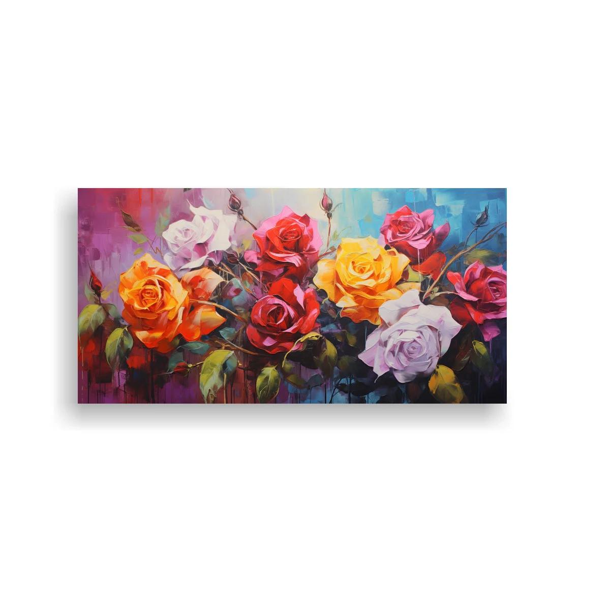 Cuadro ramo de rosas multicolor en fila