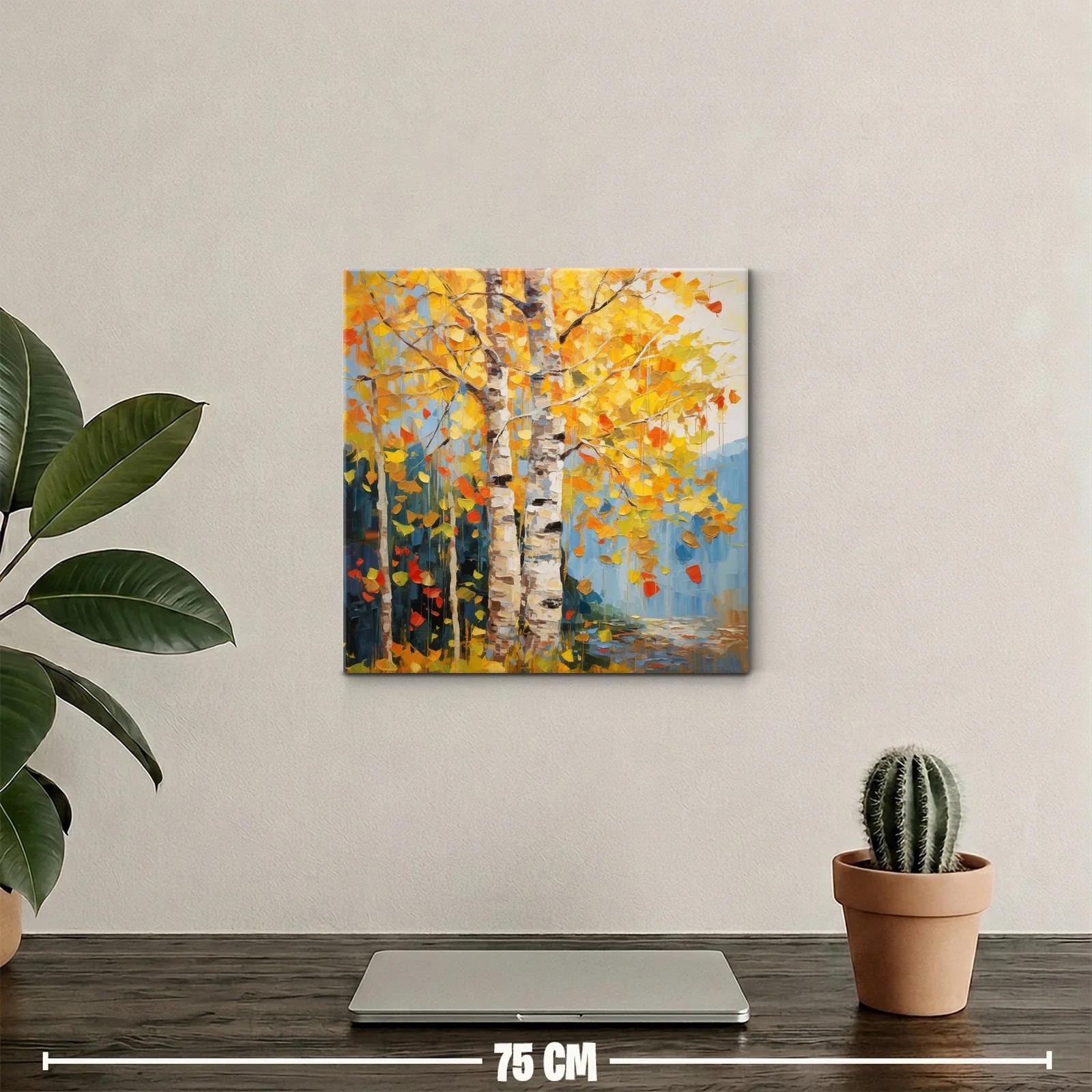 Árboles en otoño con vibrantes hojas doradas y naranjas — miniatura 2