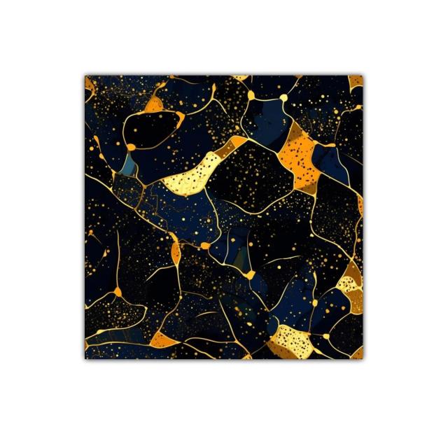 Cuadro decorativo con diseño abstracto en tonos dorados y azules