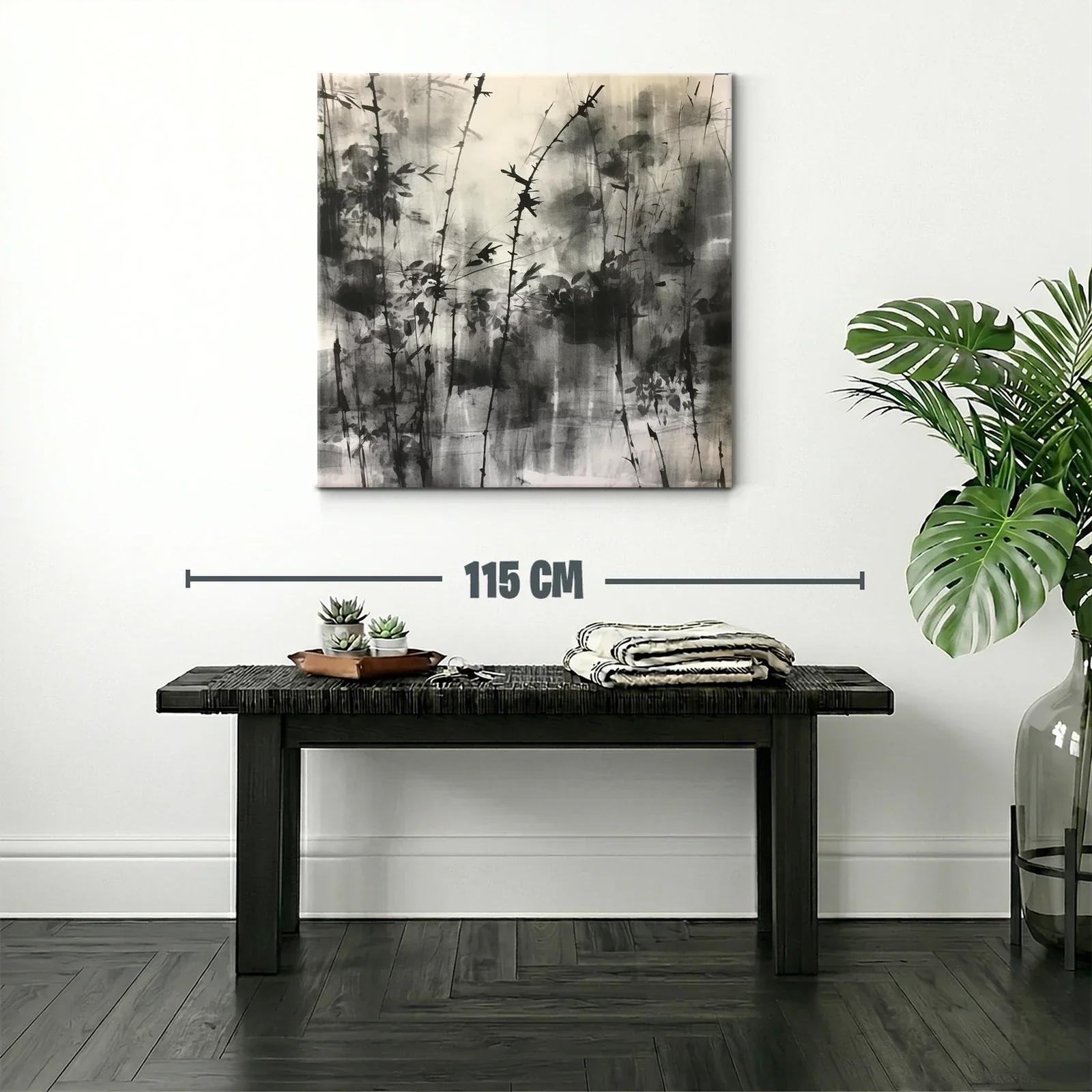 Arte abstracto con ramas en tonos grises y negros — miniatura 2