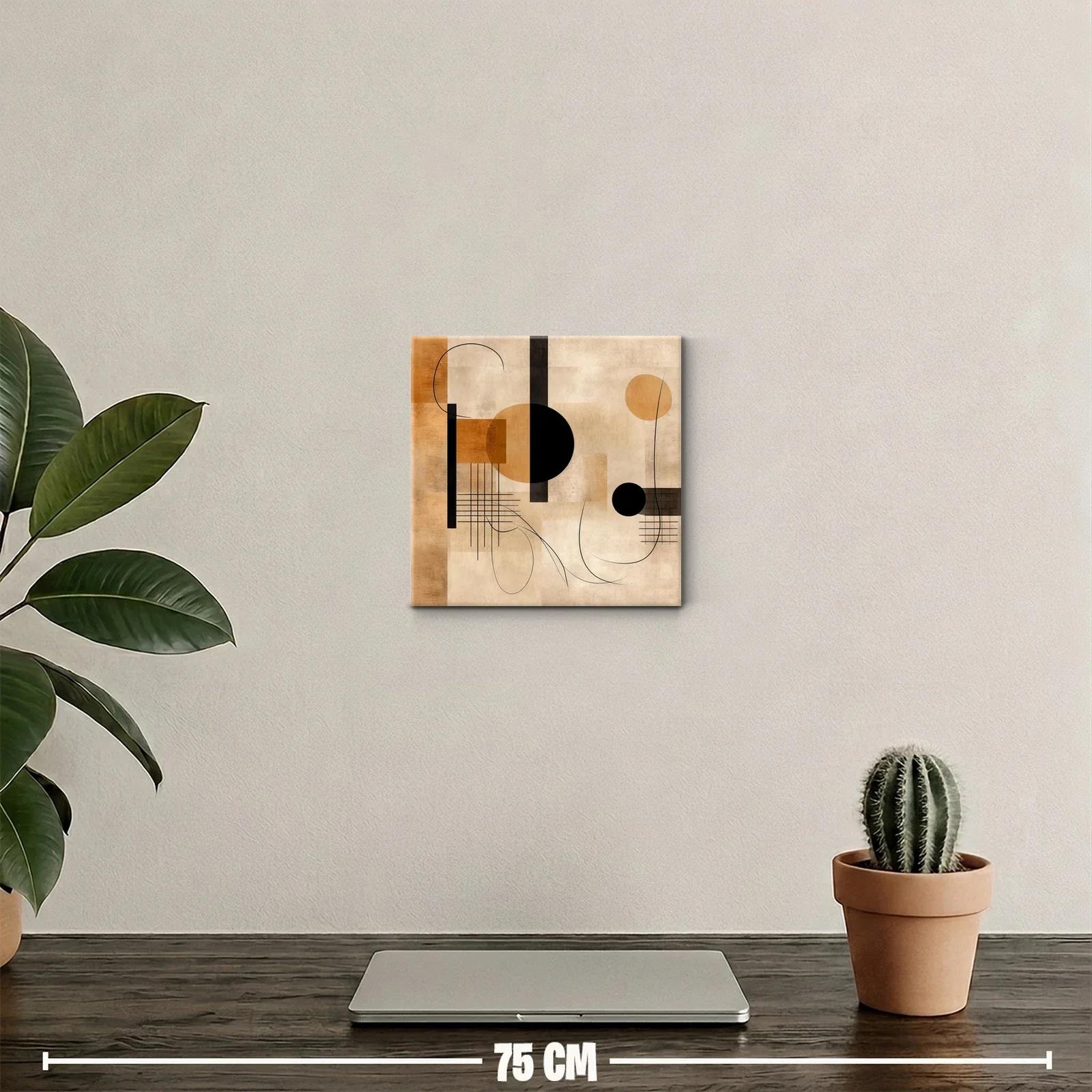 Cuadro abstracto con formas geométricas y tonos cálidos — miniatura 2
