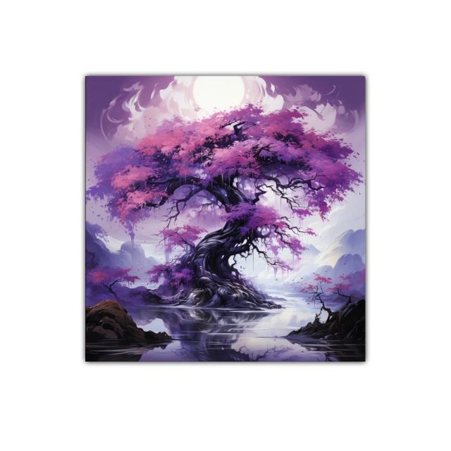 Árbol mágico con brillo en tonos violetas y rosas