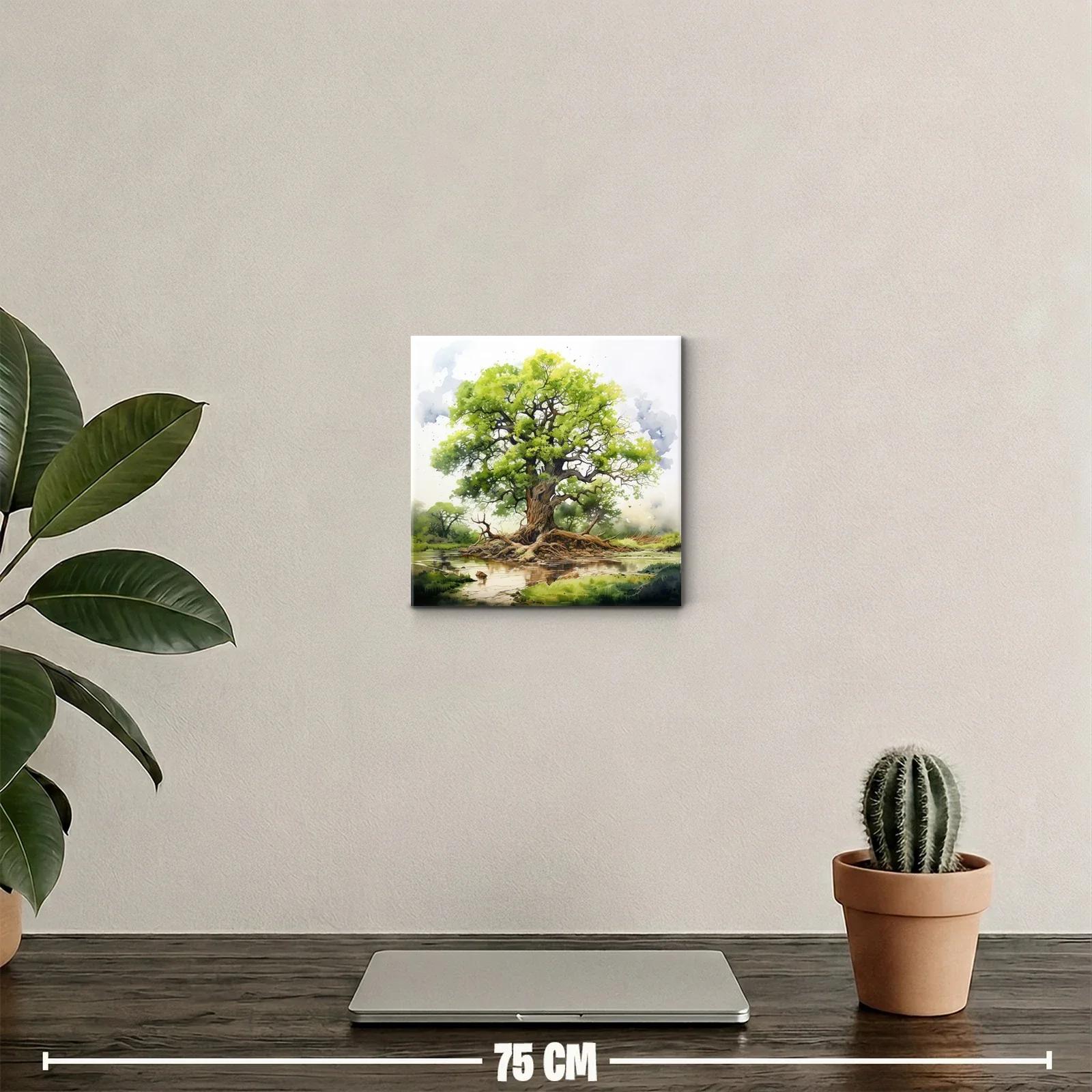 Majestuoso árbol junto a un tranquilo río en paisaje natural — miniatura 2