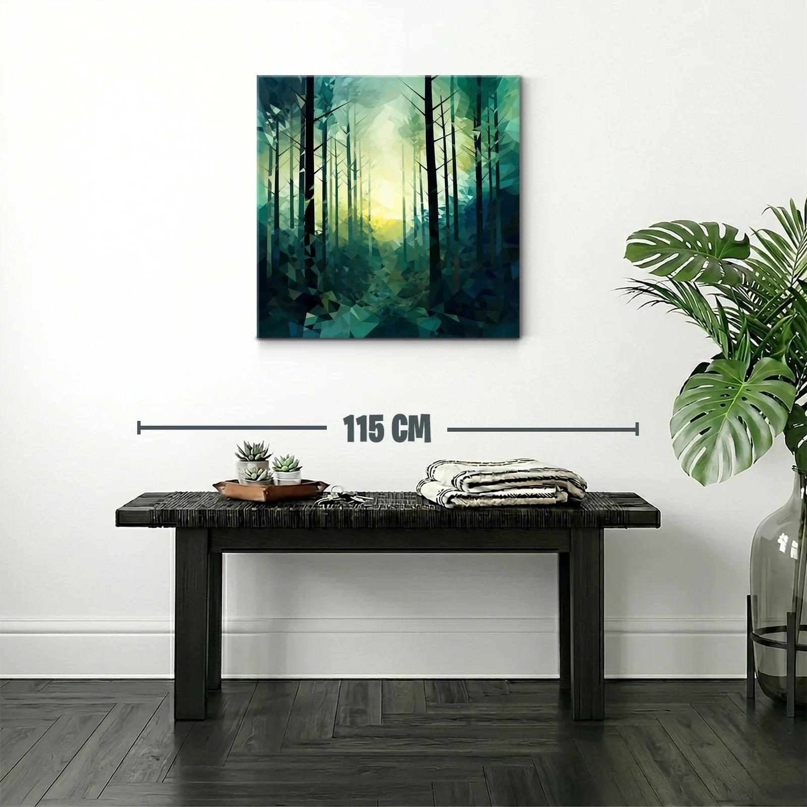 Bosque abstracto con tonos verdes y luz central — miniatura 2