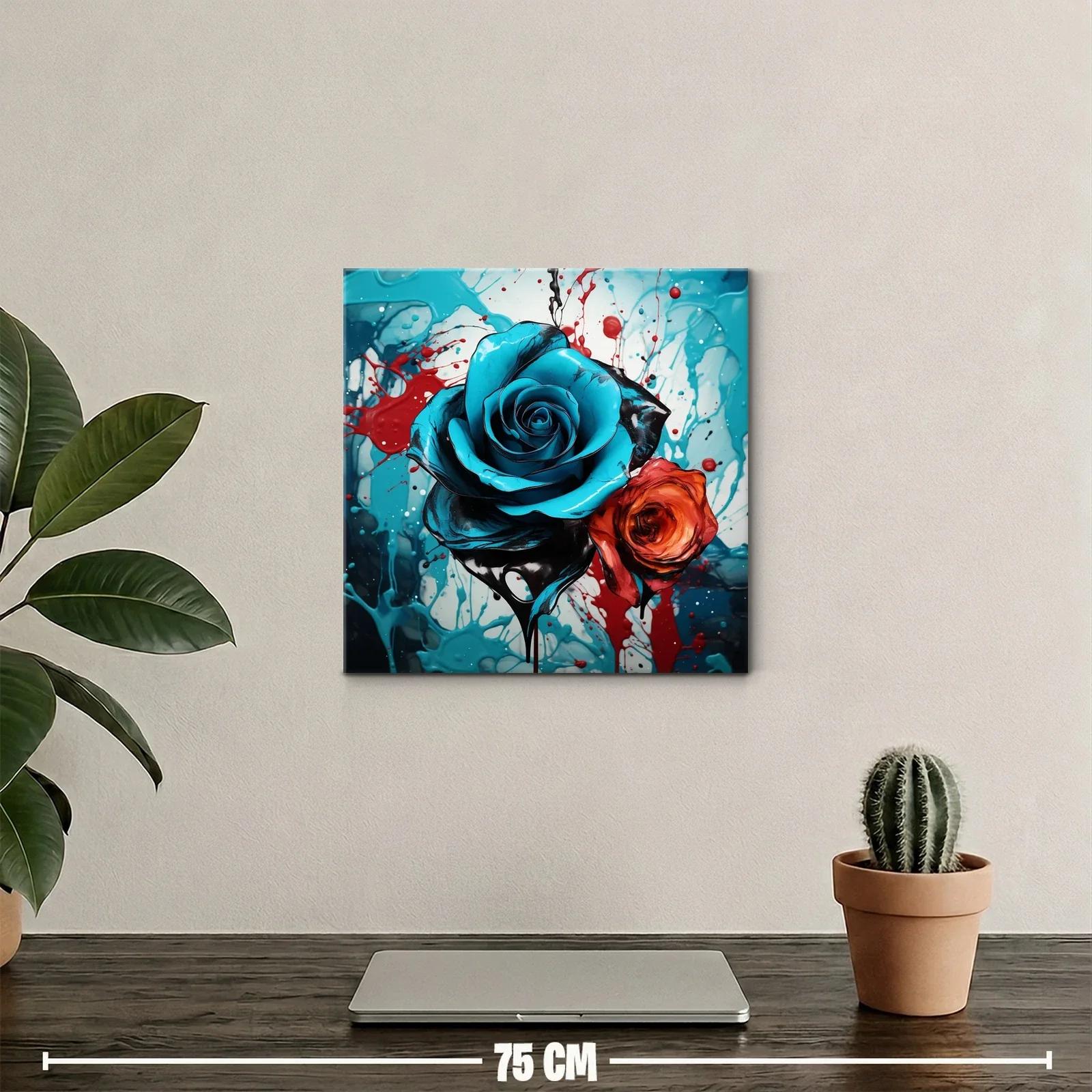 Rosas vibrantes en contraste de azul y rojo — miniatura 2