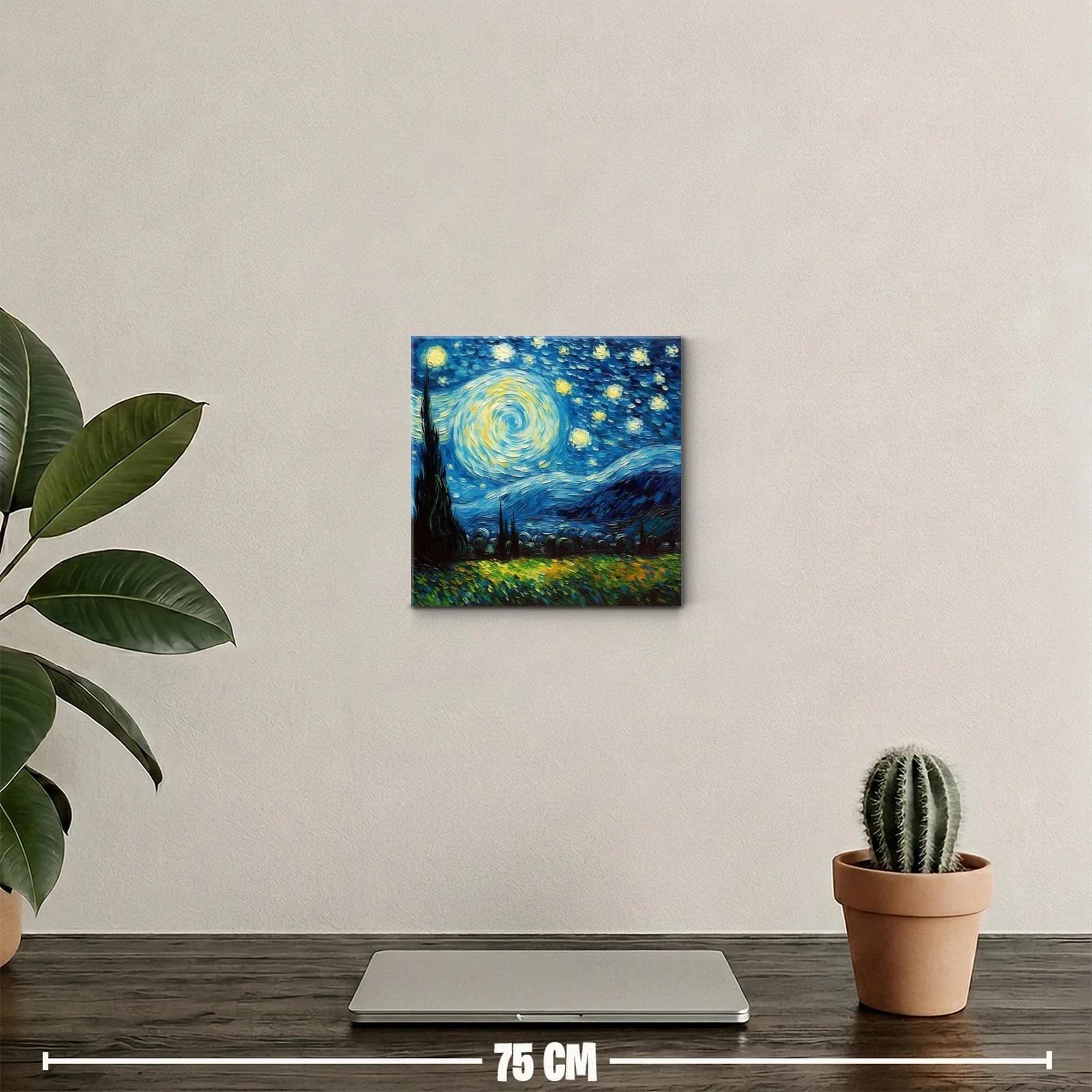 Paisaje nocturno con cielo estrellado y brillo vibrante — miniatura 2