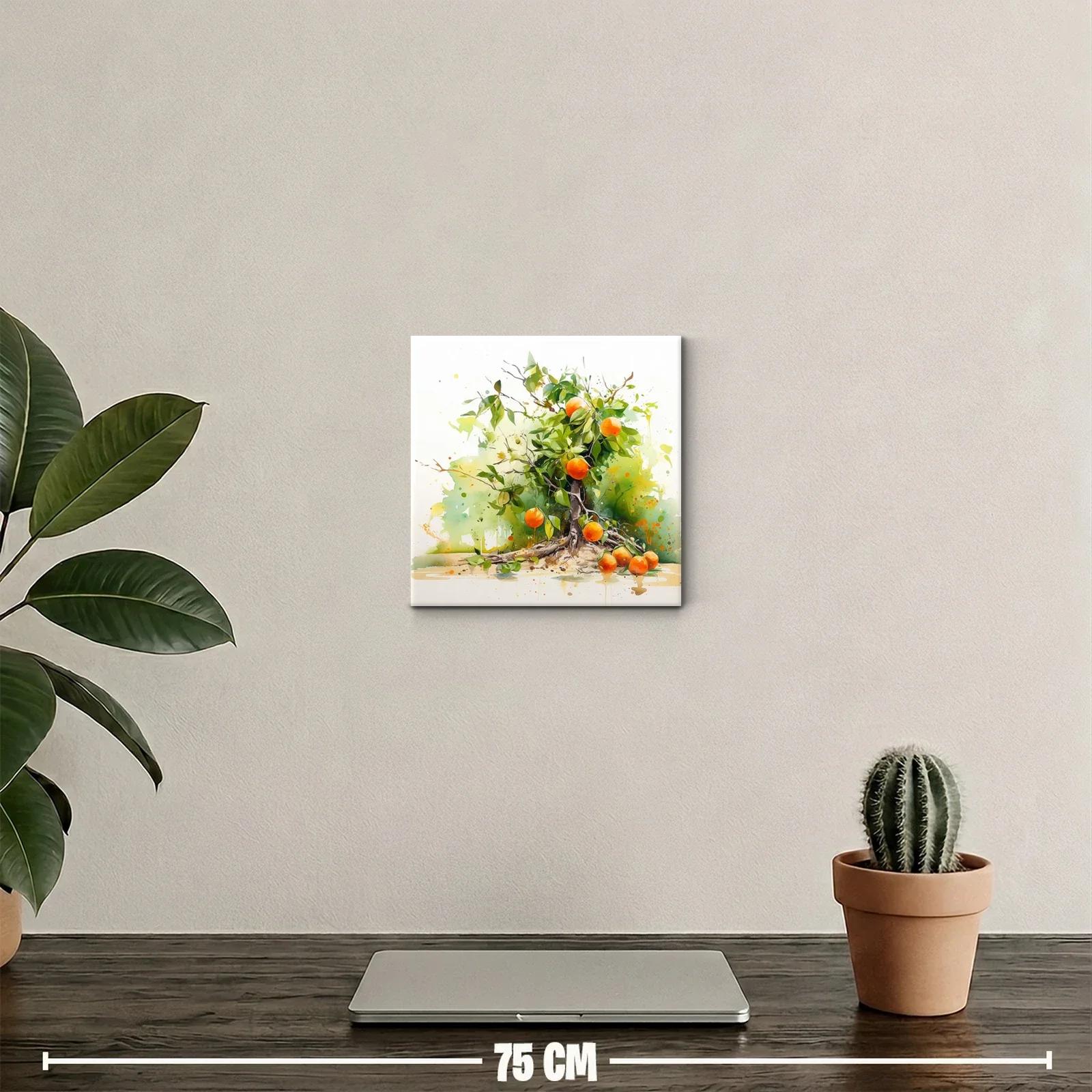 Cuadro decorativo de árbol frutal con naranjas vibrantes — miniatura 2