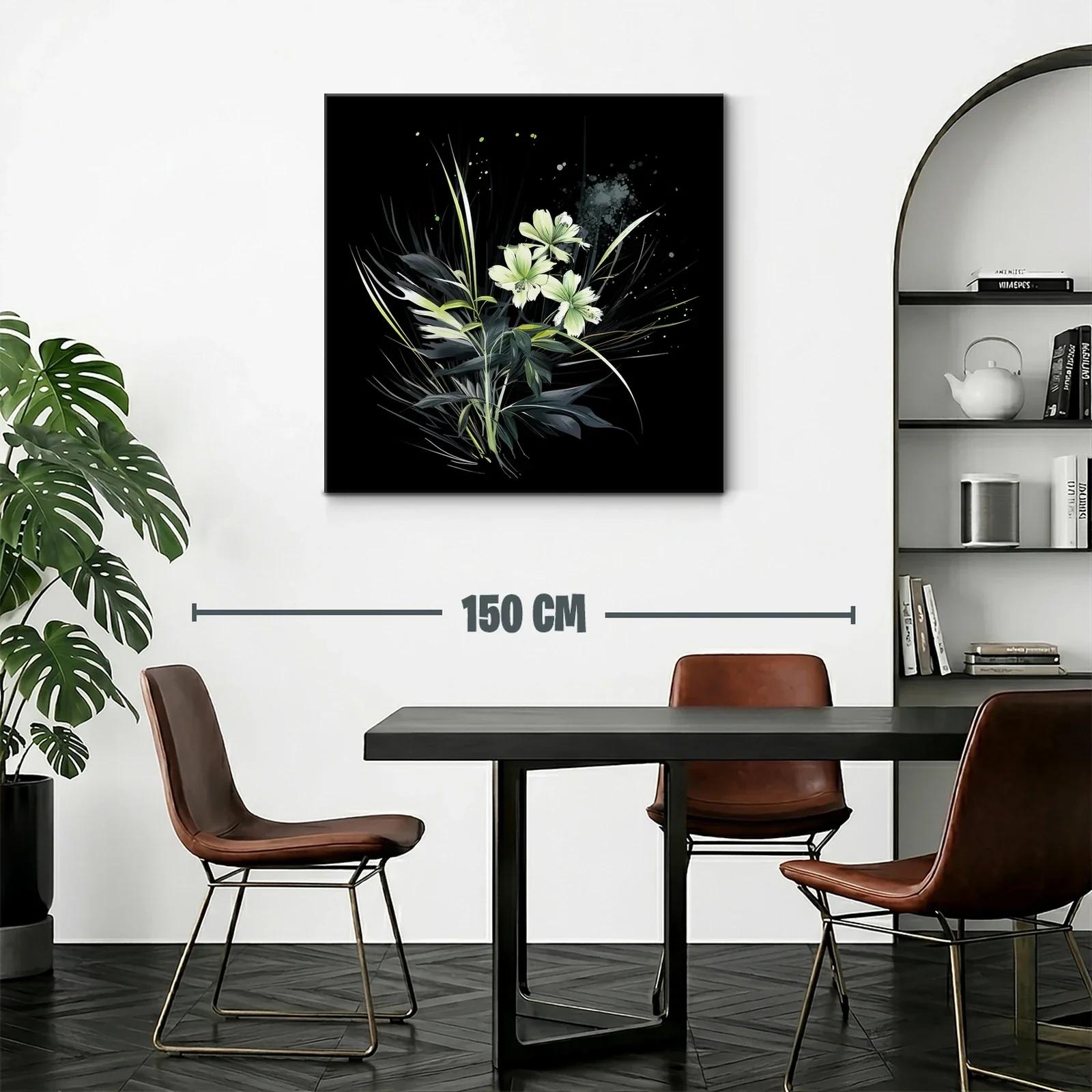 Elegancia natural con flores blancas sobre fondo negro — miniatura 2