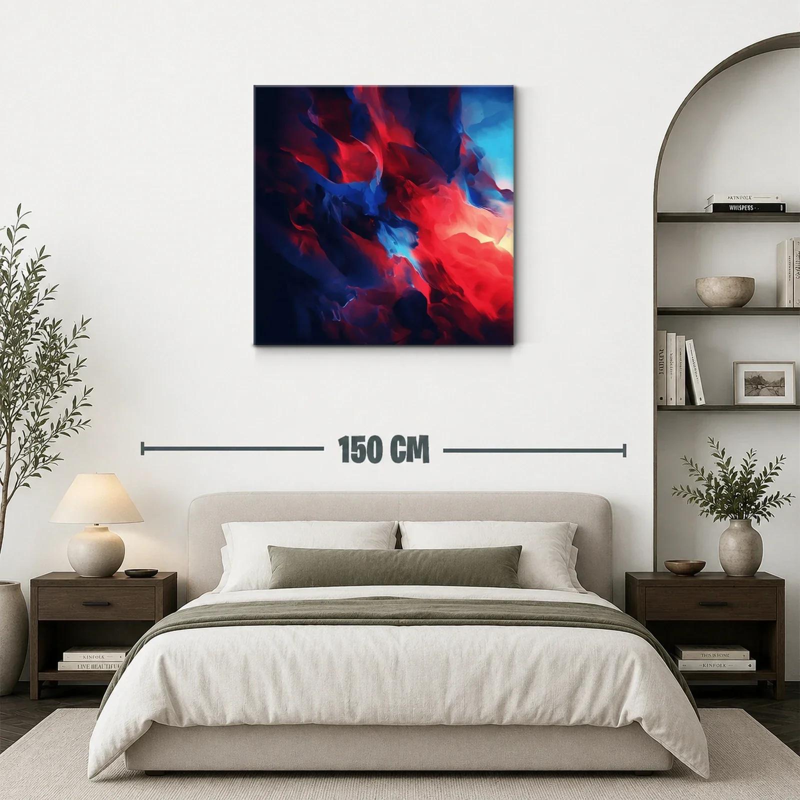 Cuadro abstracto con enérgicos tonos rojos y azules intensos — miniatura 3