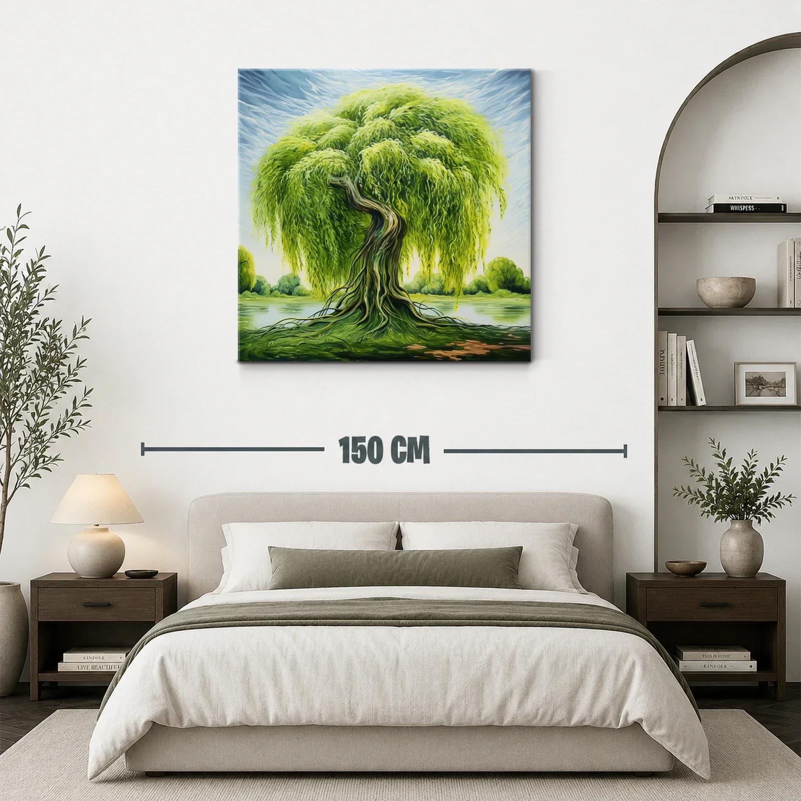 Esplendoroso árbol de sauce junto al agua en paisaje sereno — miniatura 3