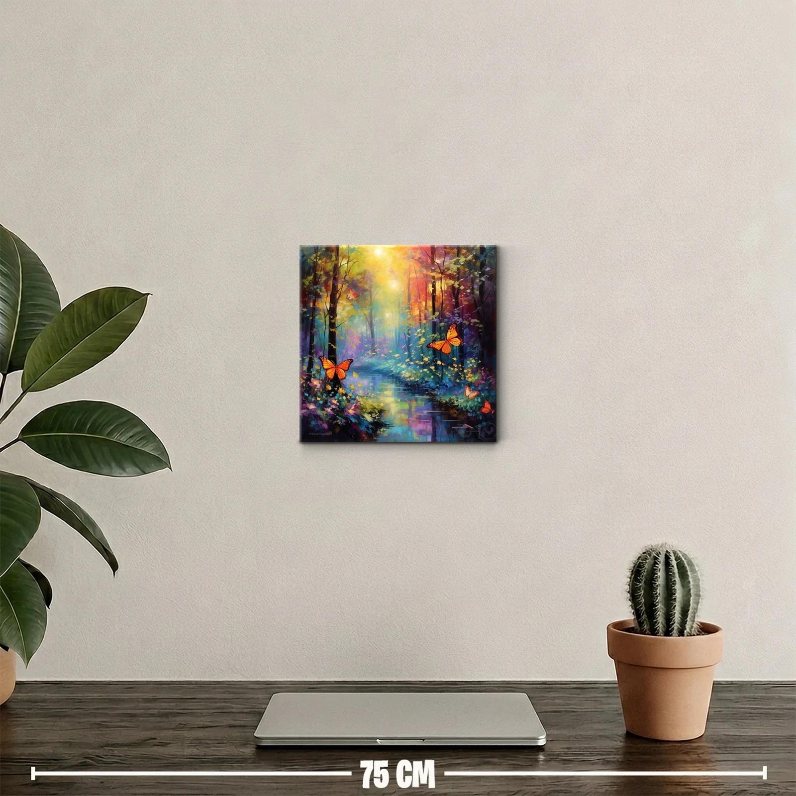 Bosque mágico con mariposas en colores vibrantes — miniatura 2