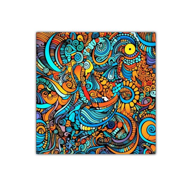 Cuadro vibrante con formas abstractas y colores vivos
