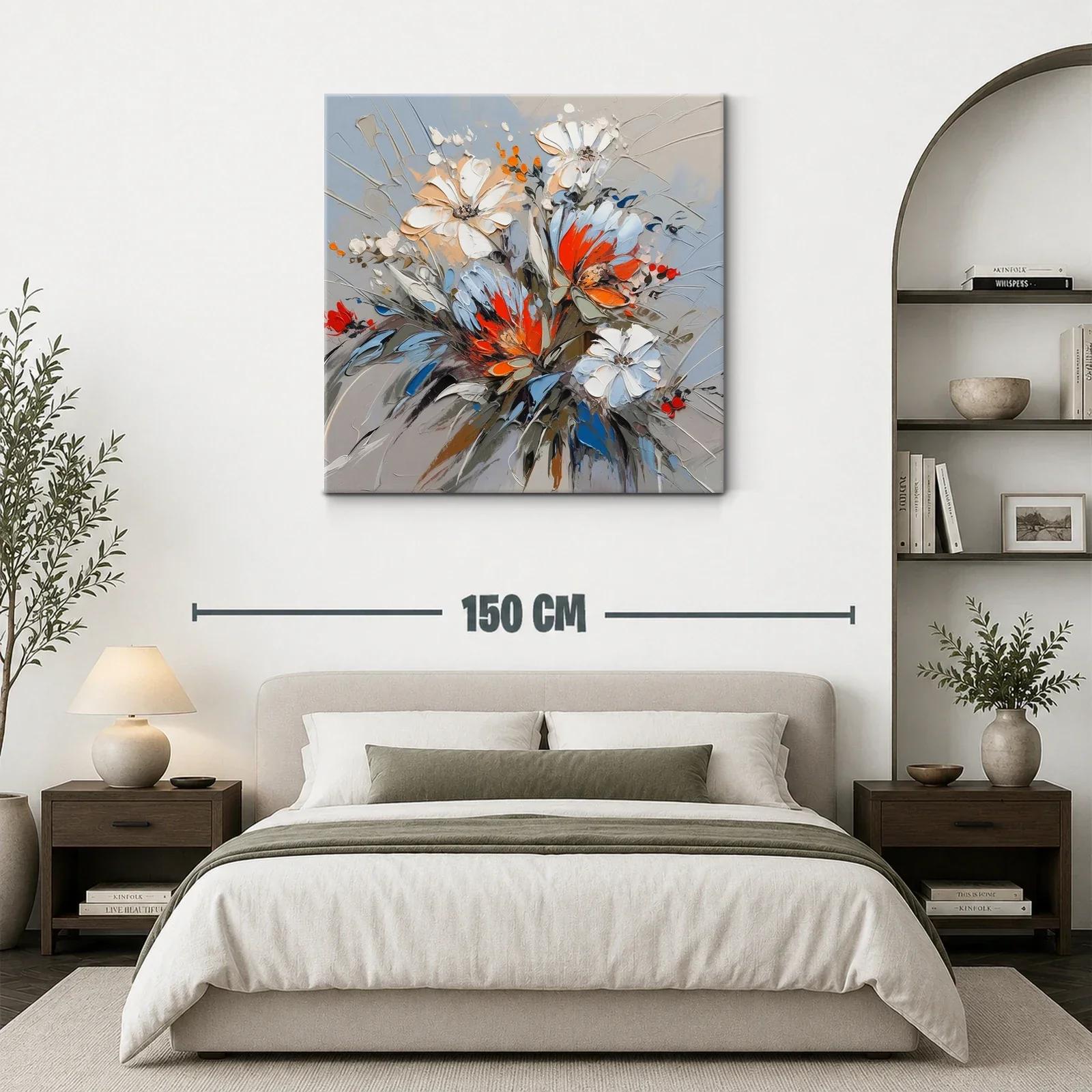 Composición floral vibrante con tonos cálidos y fríos — miniatura 3