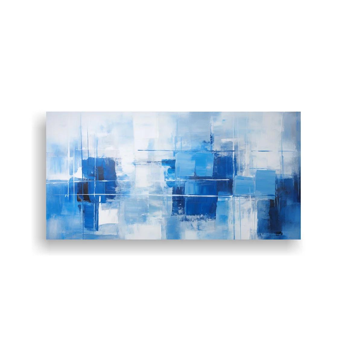 Cuadro abstracción geométrica azul con veladuras