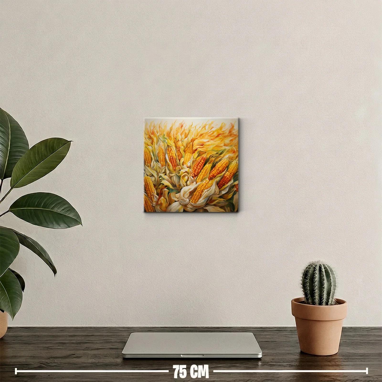 Cuadro decorativo con espigas de maíz dorado y cálido — miniatura 2