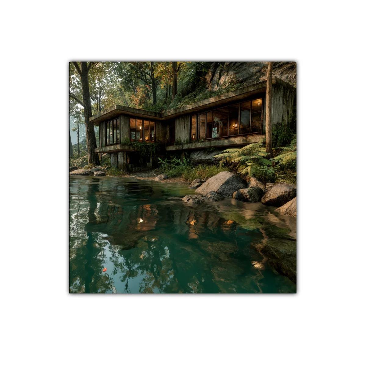 Refugio junto al lago entre la naturaleza exuberante — imagen principal