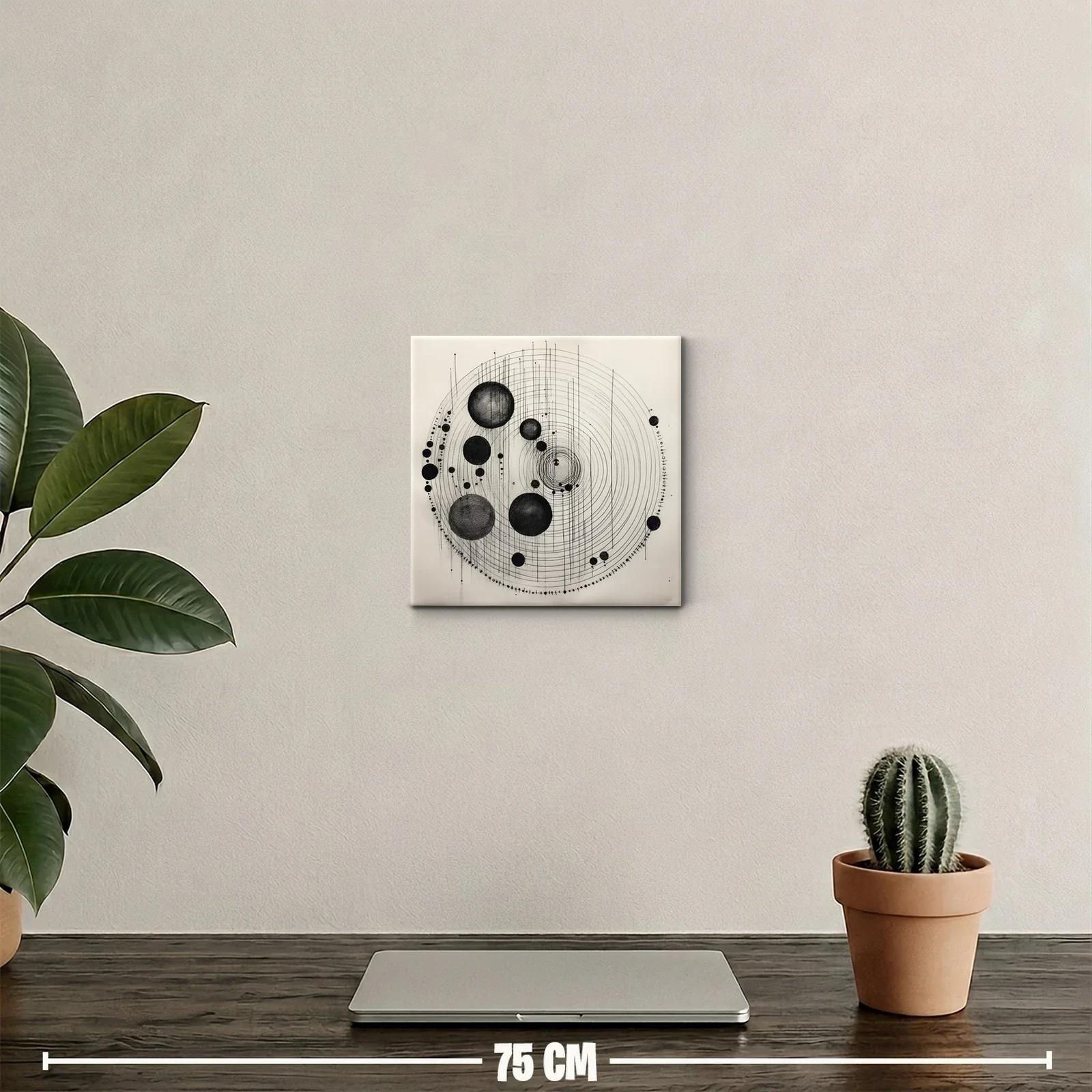 Composición abstracta en círculos concéntricos y esferas negras — miniatura 2