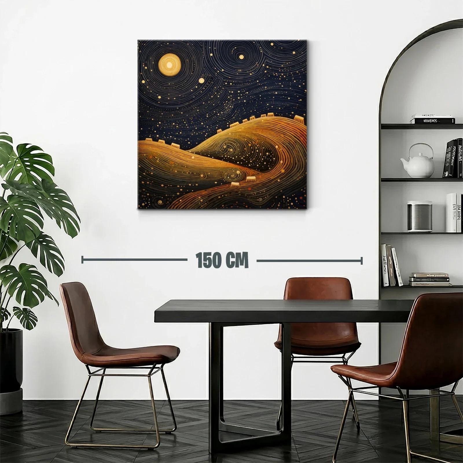 Paisaje nocturno con colinas doradas y cielo estrellado — miniatura 2