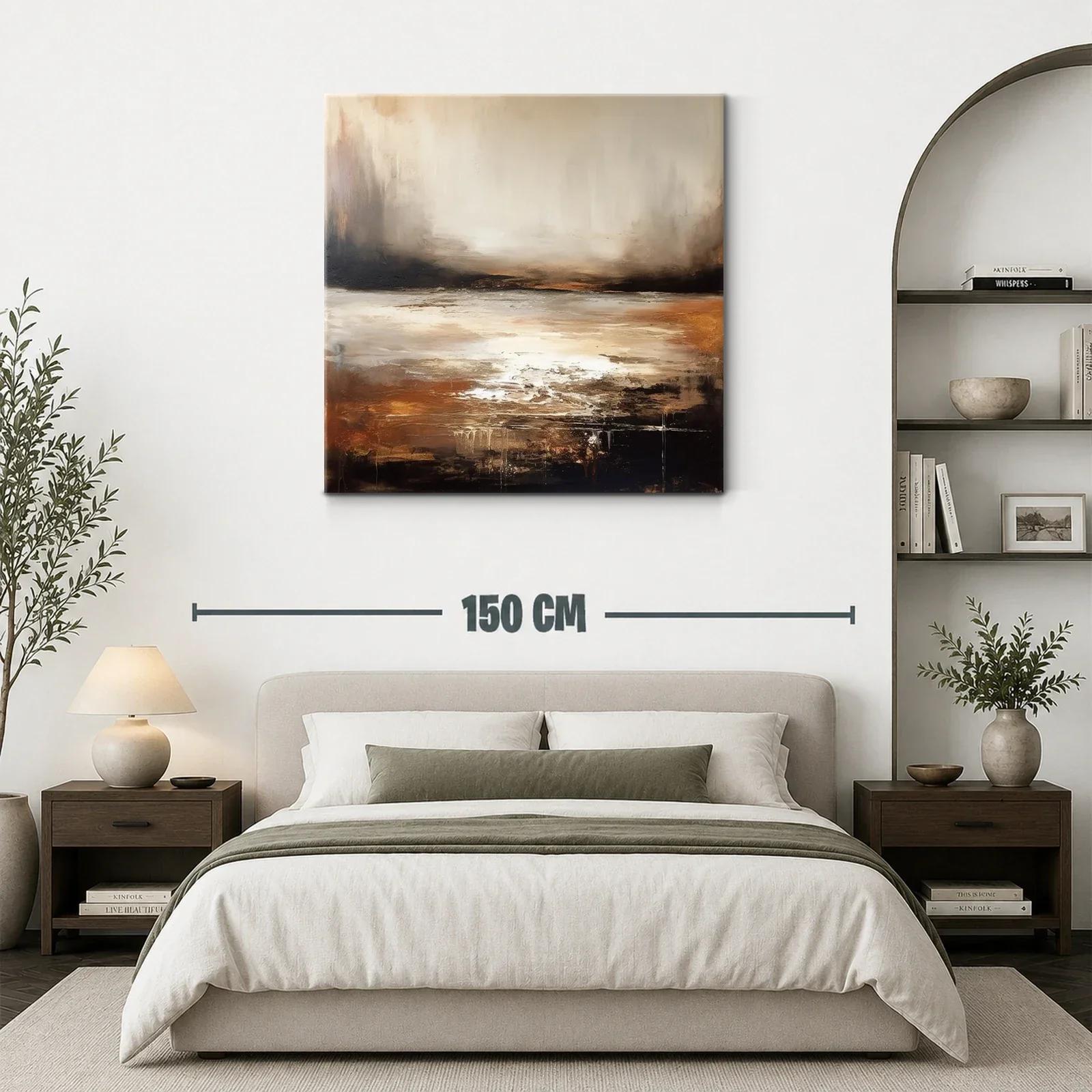Cuadro abstracto con tonos tierra y atmósfera envolvente — miniatura 3