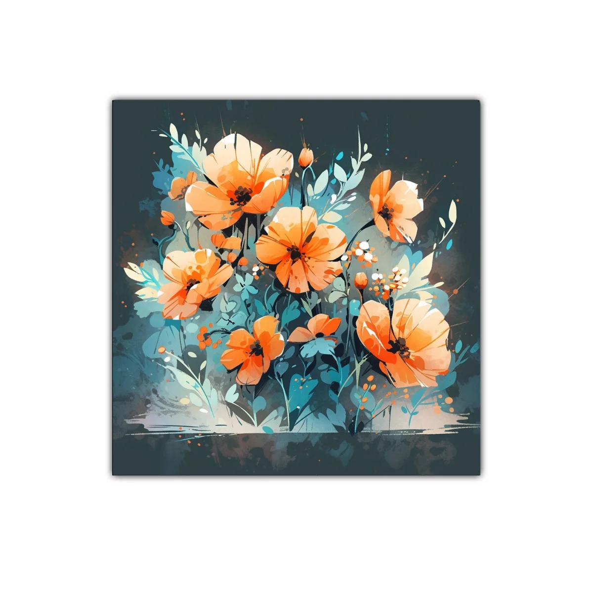 Flores naranjas vibrantes sobre fondo azul profundo — imagen principal