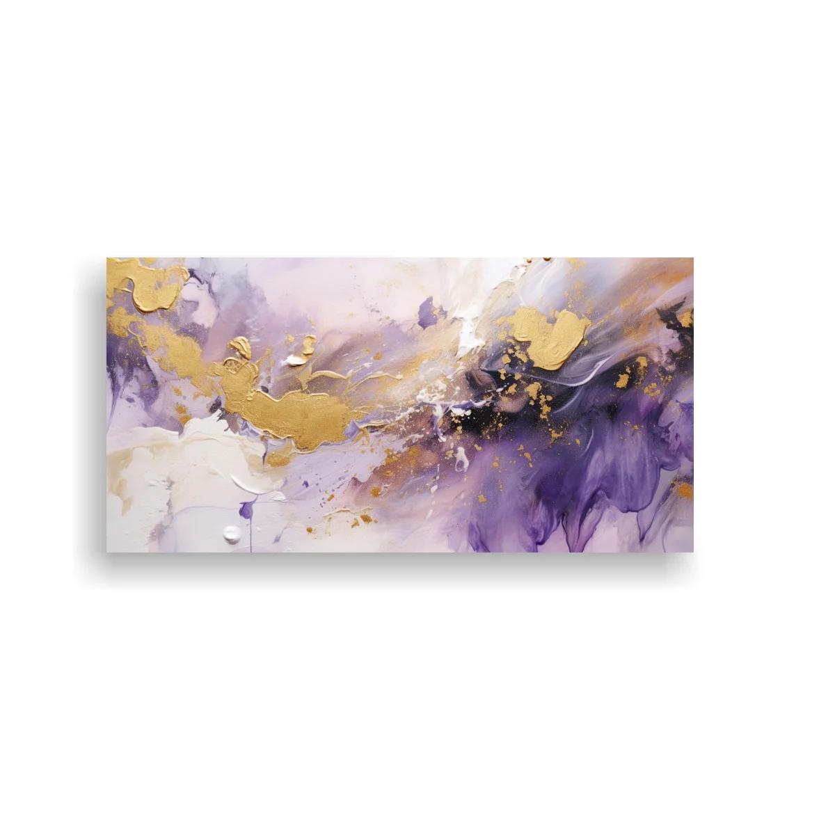 Cuadro abstracto en morado y dorado con vetas irregulares — imagen principal