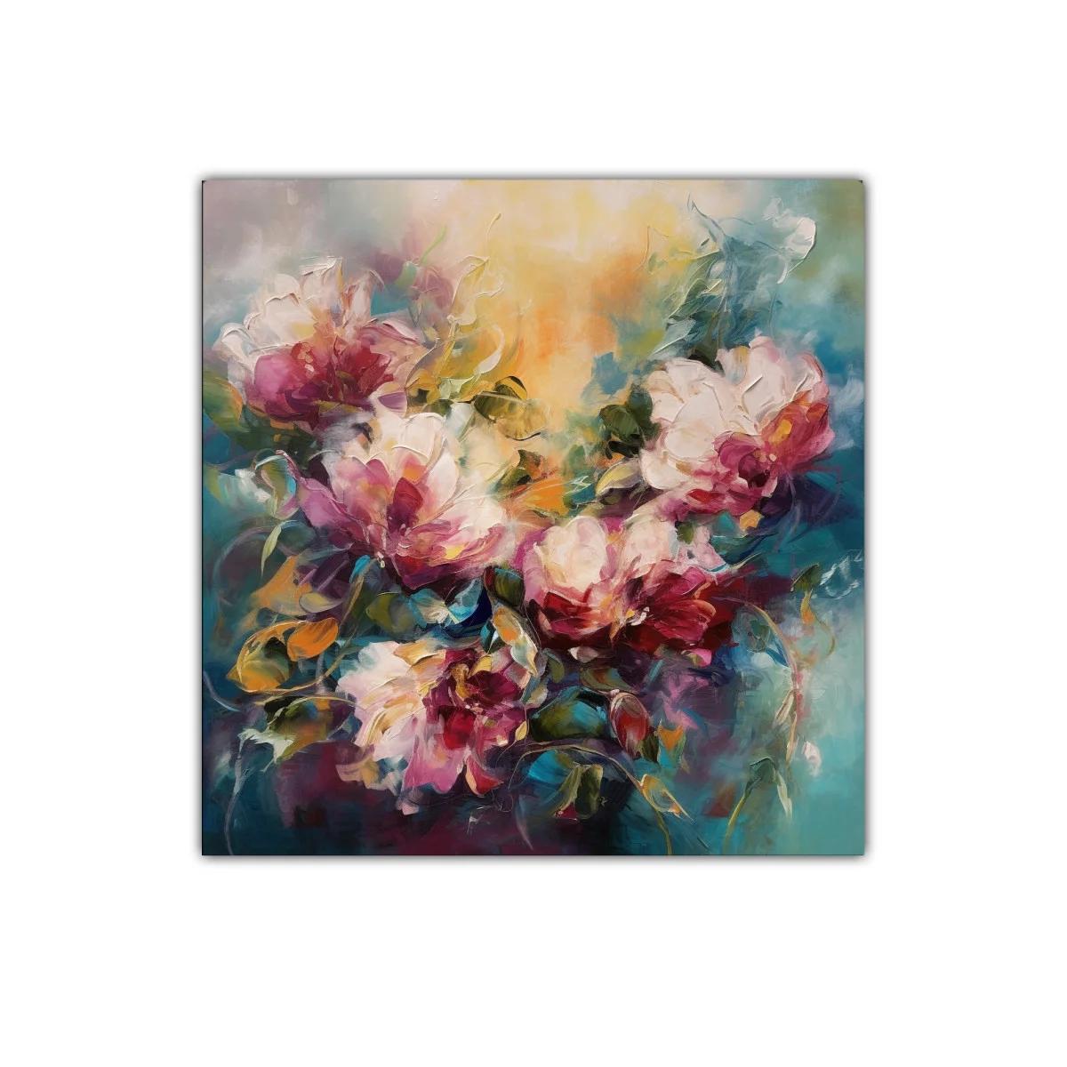 Cuadro decorativo con flores en tonos vibrantes y suaves — imagen principal