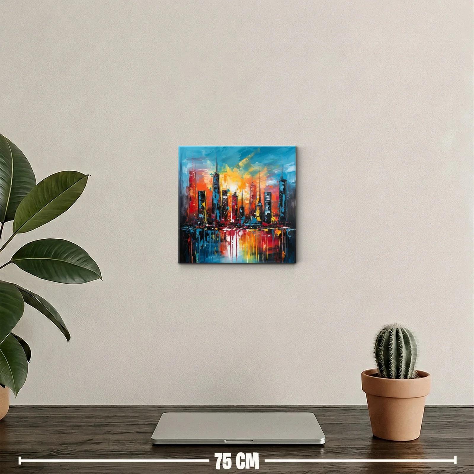 Atardecer vibrante sobre skyline urbano moderno — miniatura 2