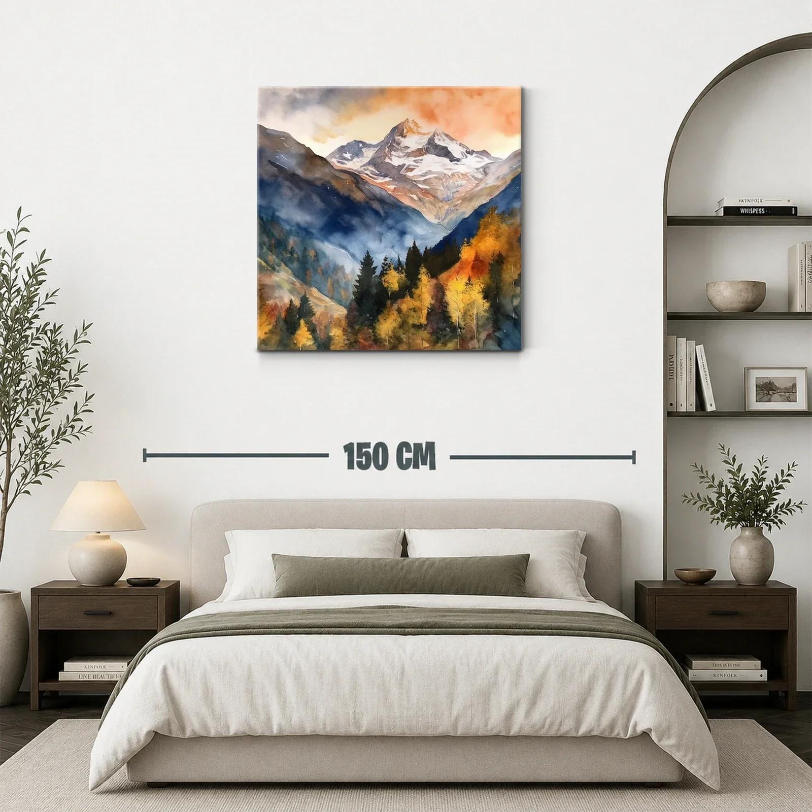 Paisaje montañoso con tonos otoñales y cielos cálidos — miniatura 3