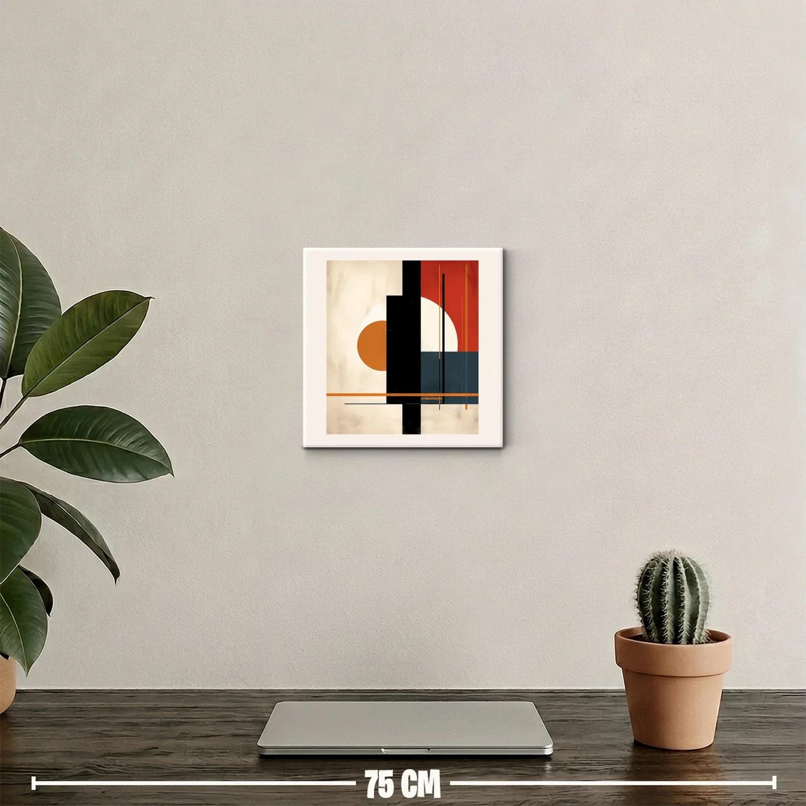 Cuadro abstracto con formas geométricas en tonos cálidos — miniatura 2