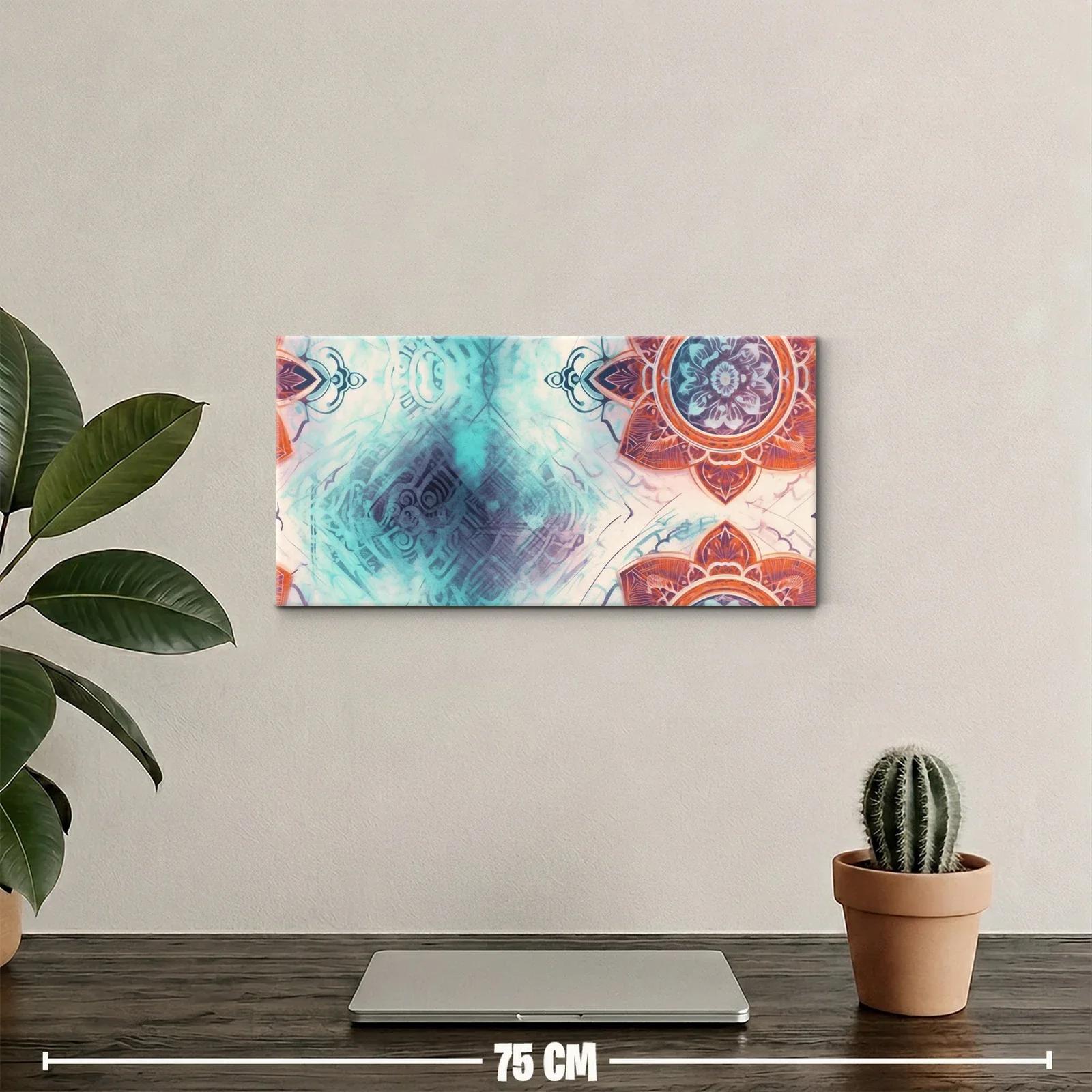 Cuadro mandala floral con bordes ornamentales y fondo difuminado — miniatura 2