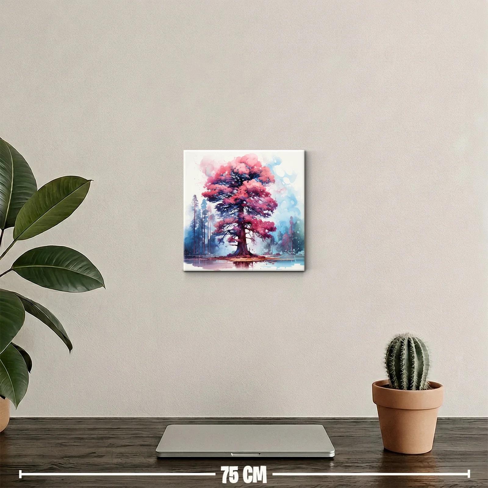 Árbol vibrante con follaje en tonos rosa y azul — miniatura 2