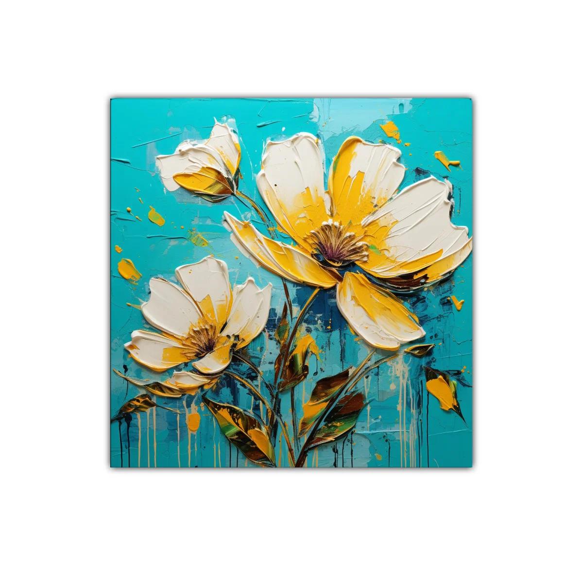 Cuadro floral vibrante con flores blancas y amarillas brillantes — imagen principal