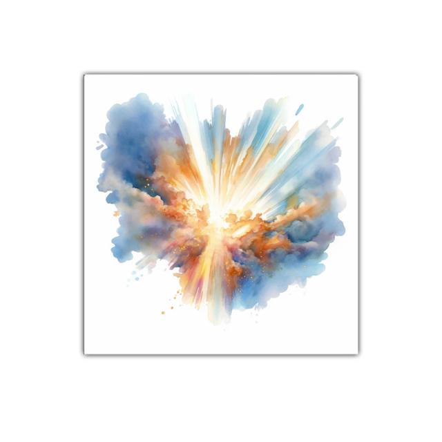 Cuadro abstracto con explosión de luz y color vibrante