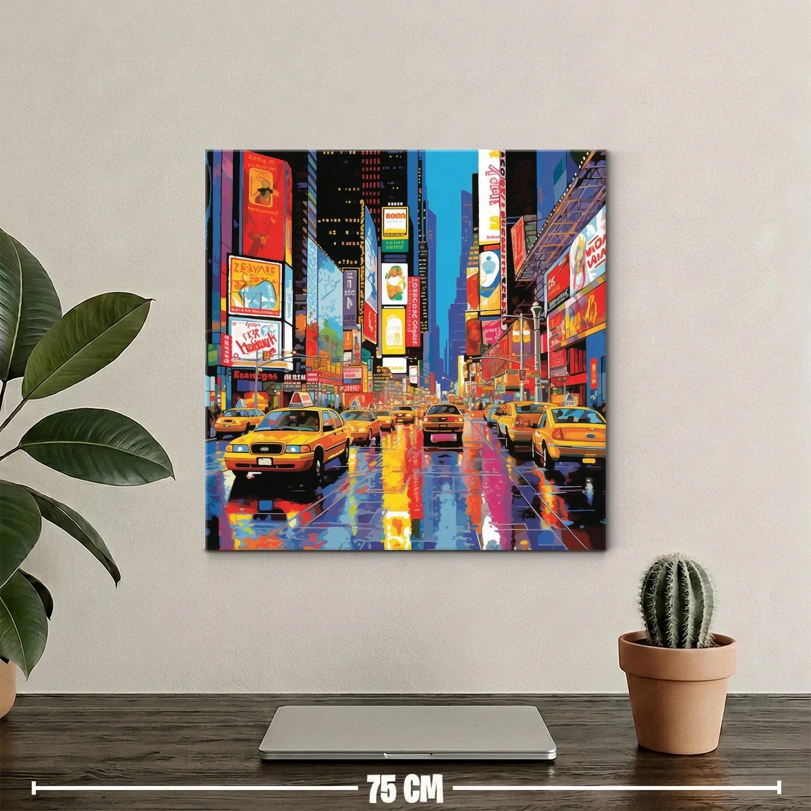 Atardecer vibrante en la ciudad llena de taxis amarillos — miniatura 2