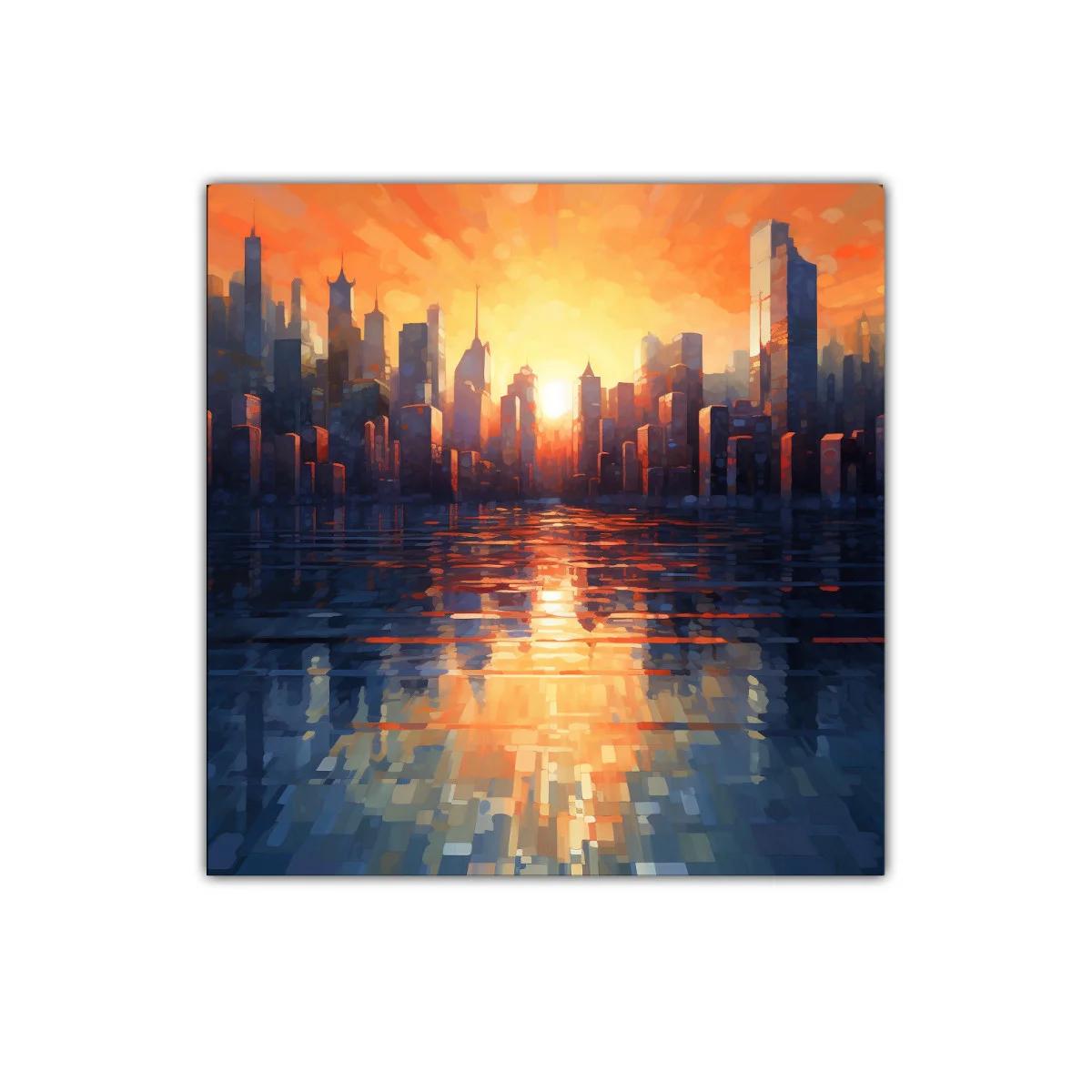 Atardecer vibrante en la silueta de la ciudad moderna — imagen principal